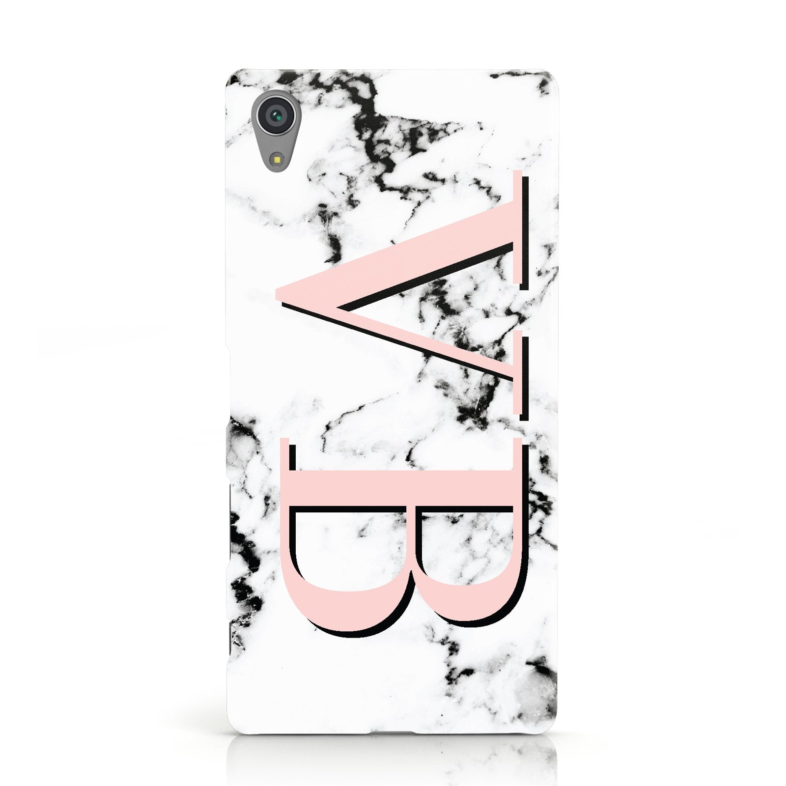 Personalised Coral Malble Initials Sony Xperia Case