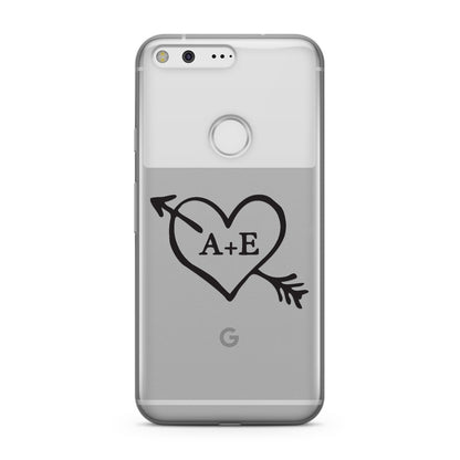 Personalised Couples Black Initials Arrow Clear Google Case