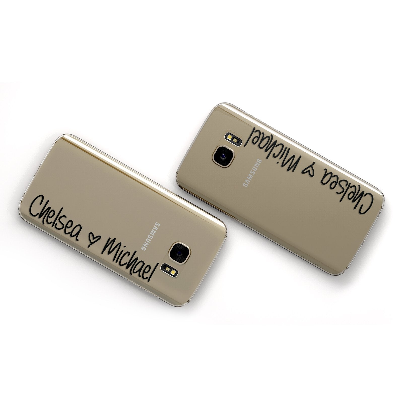 Personalised Couples Names Handwritten Black Clear Google Case Flat Overview