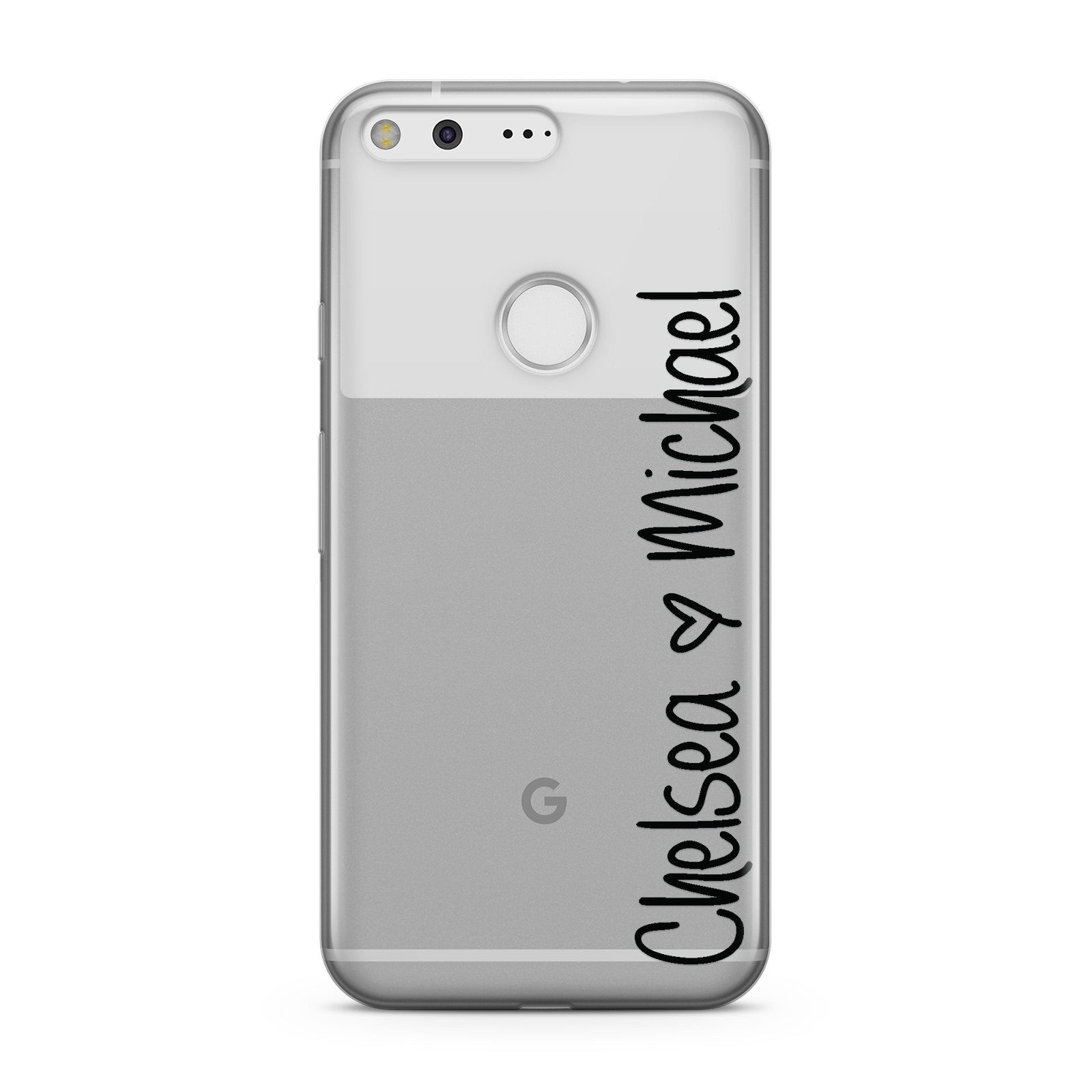 Personalised Couples Names Handwritten Black Clear Google Case