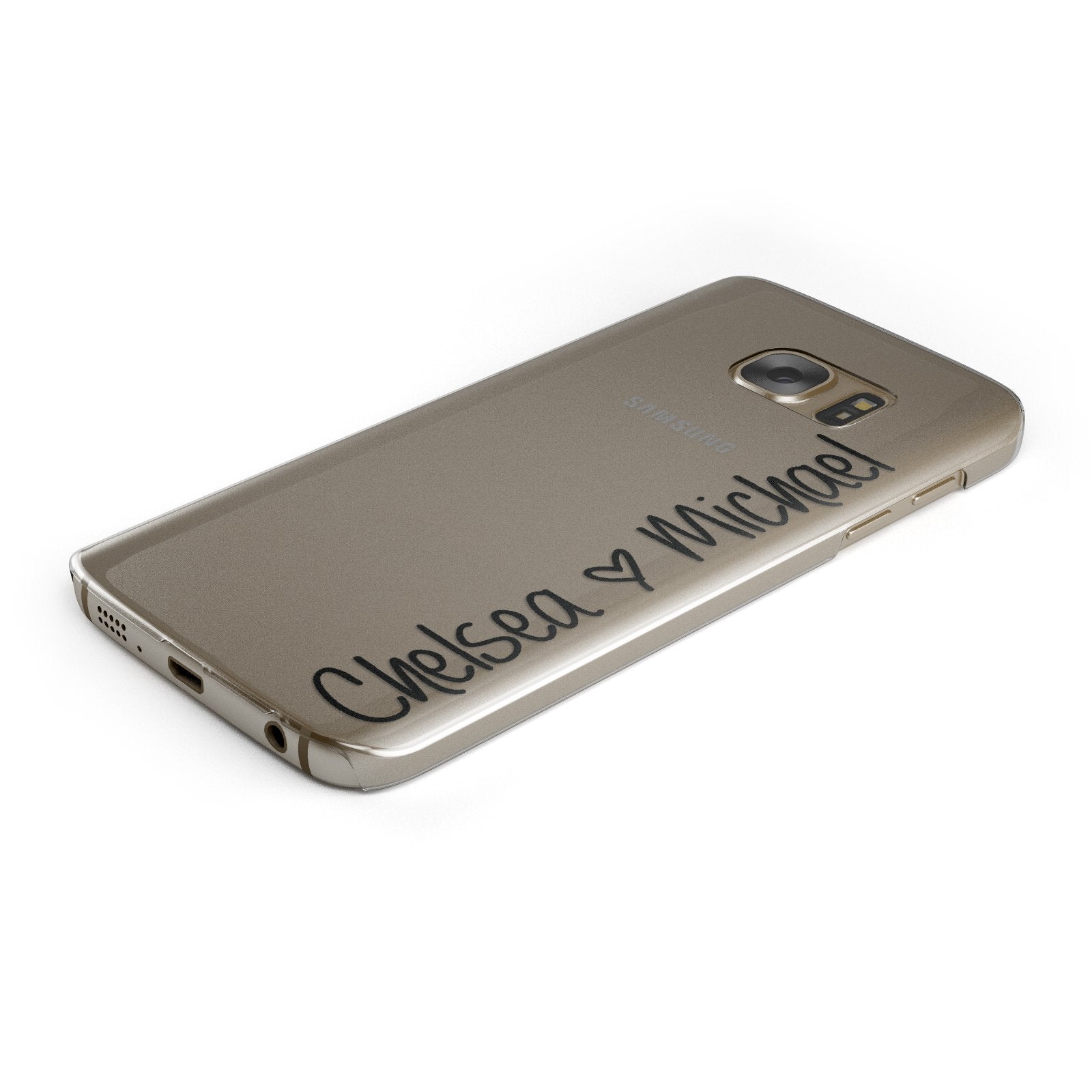Personalised Couples Names Handwritten Black Clear Samsung Galaxy Case Bottom Cutout