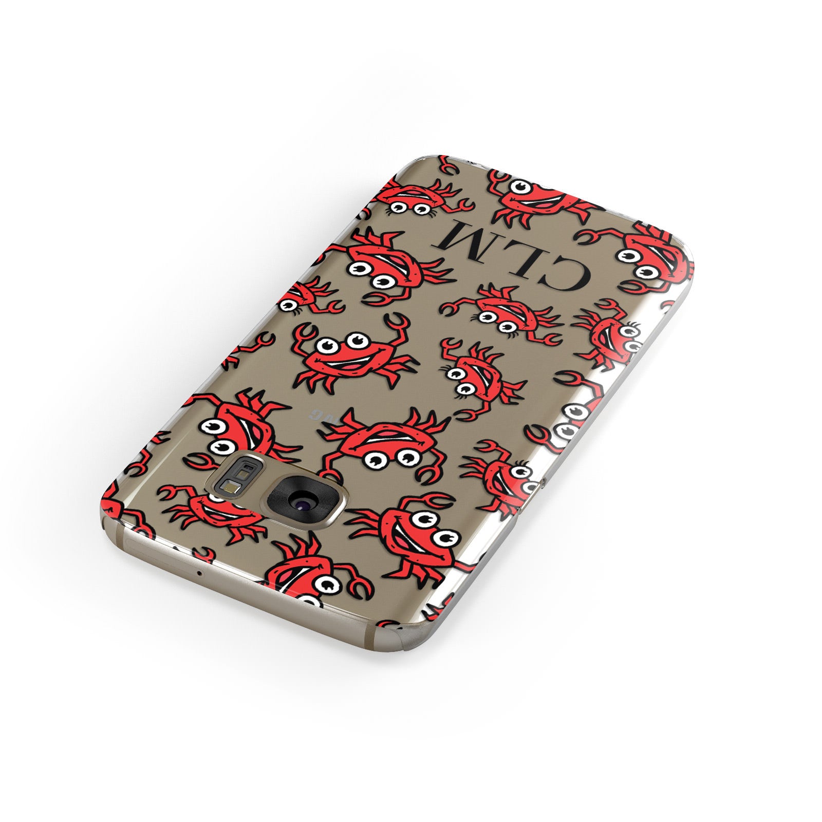 Personalised Crab Initials Clear Samsung Galaxy Case Front Close Up