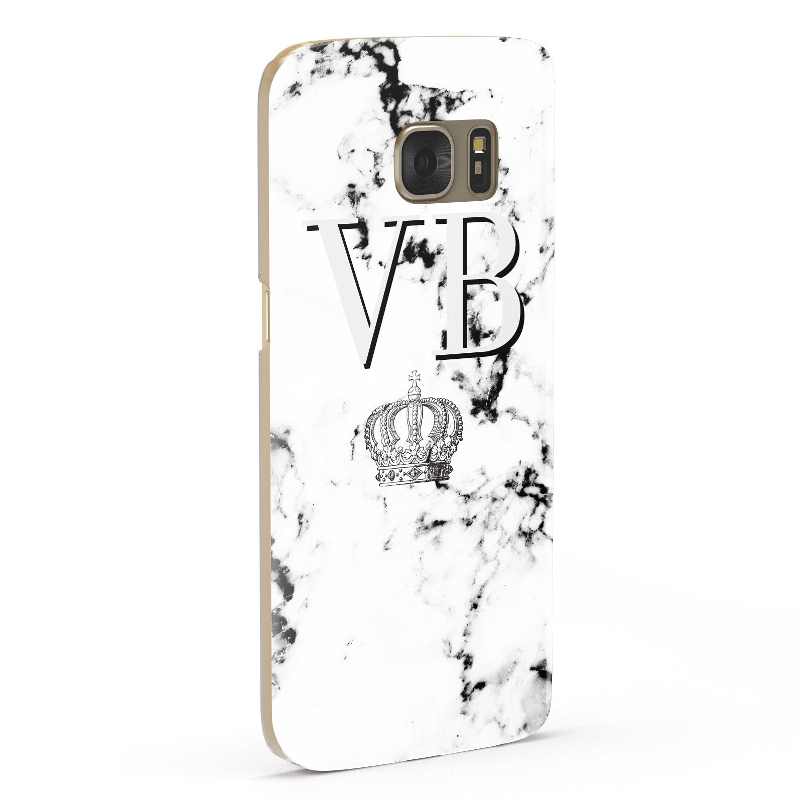 Personalised Crown Marble Initialed Grey Samsung Galaxy Case Fourty Five Degrees