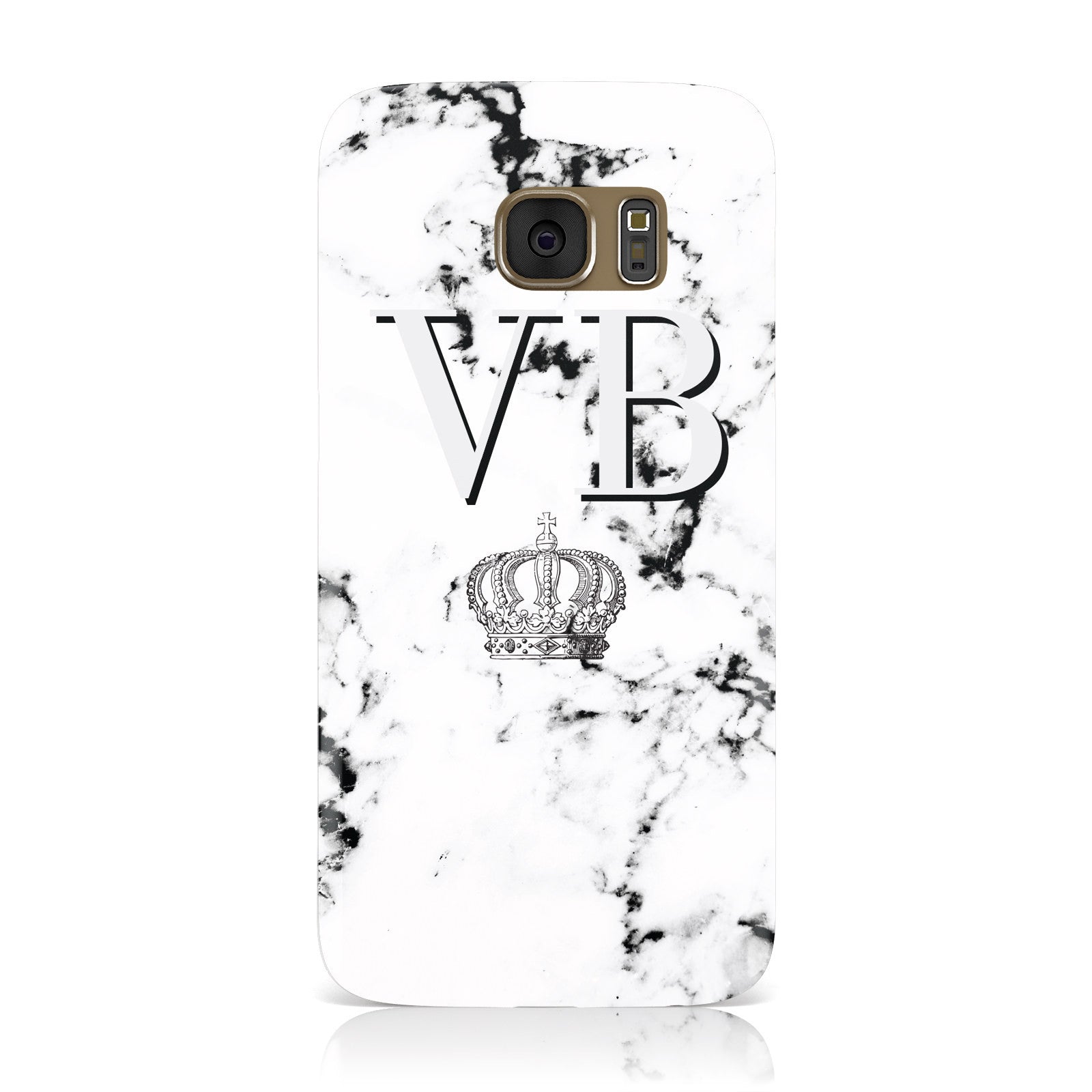 Personalised Crown Marble Initialed Grey Samsung Galaxy Case