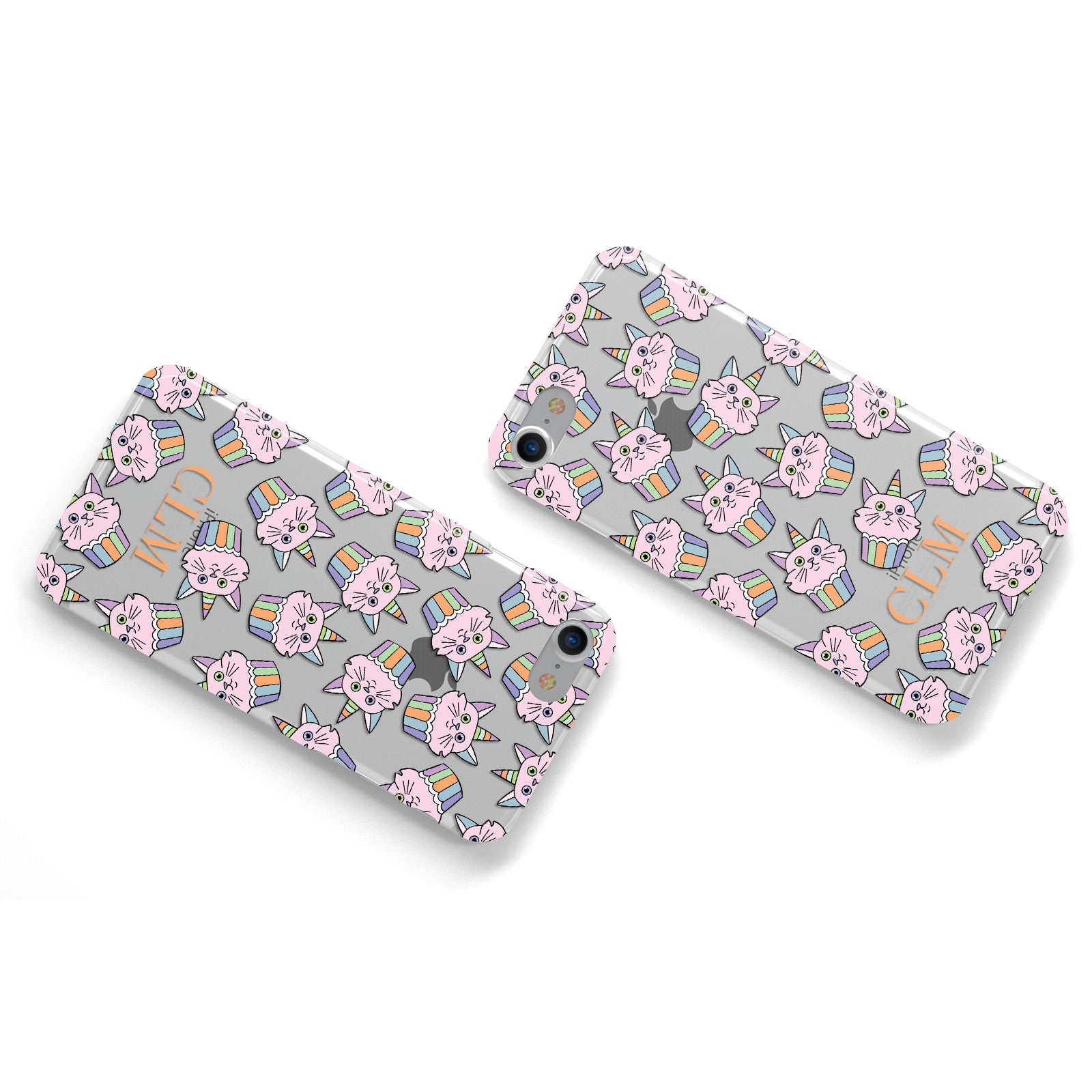 Cupcake Cat Unicorn Personalised Apple iPhone Case Flat Overview
