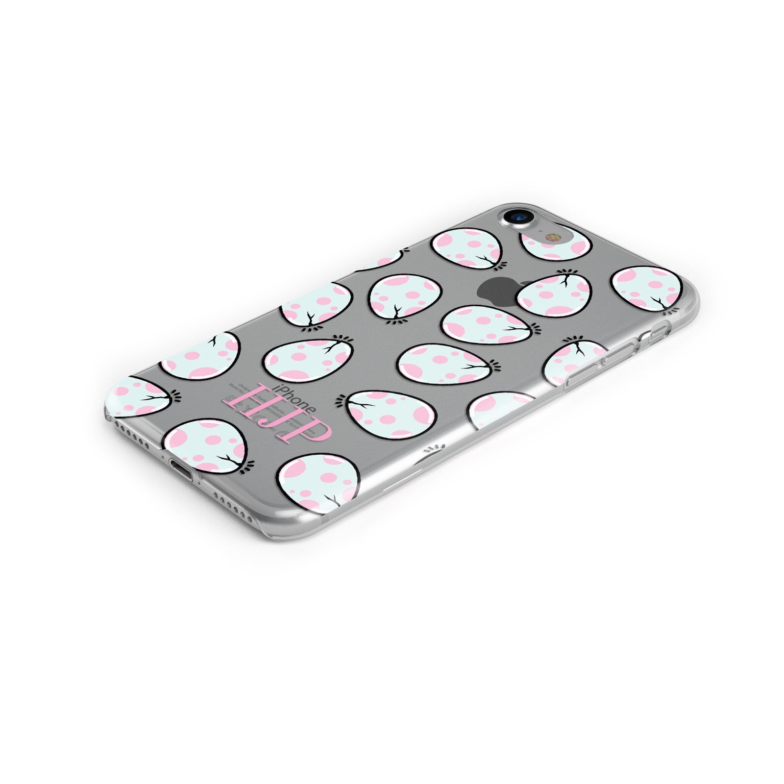 Personalised Cute Egg Initials Clear Apple iPhone Case Bottom Cutout