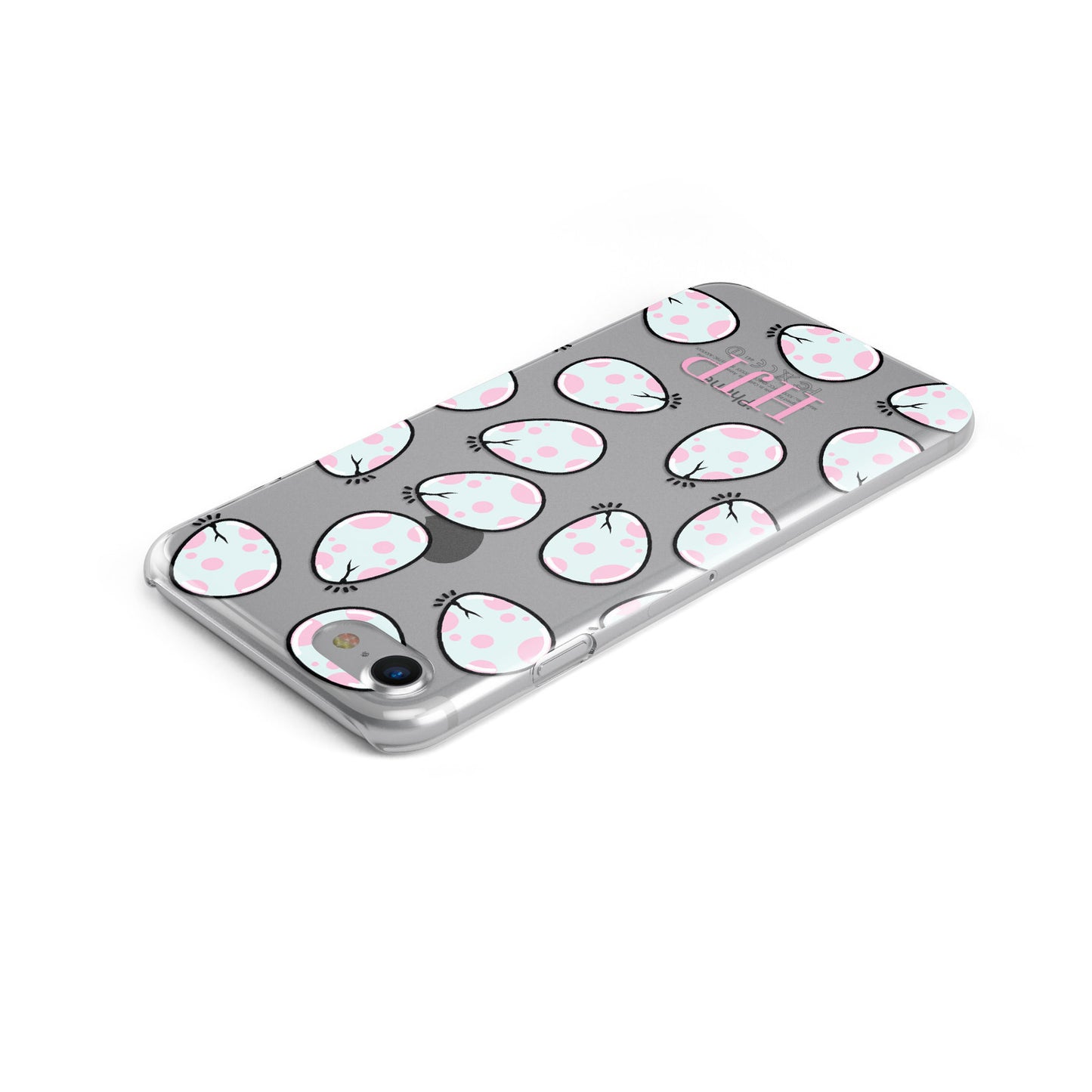 Personalised Cute Egg Initials Clear Apple iPhone Case Top Cutout