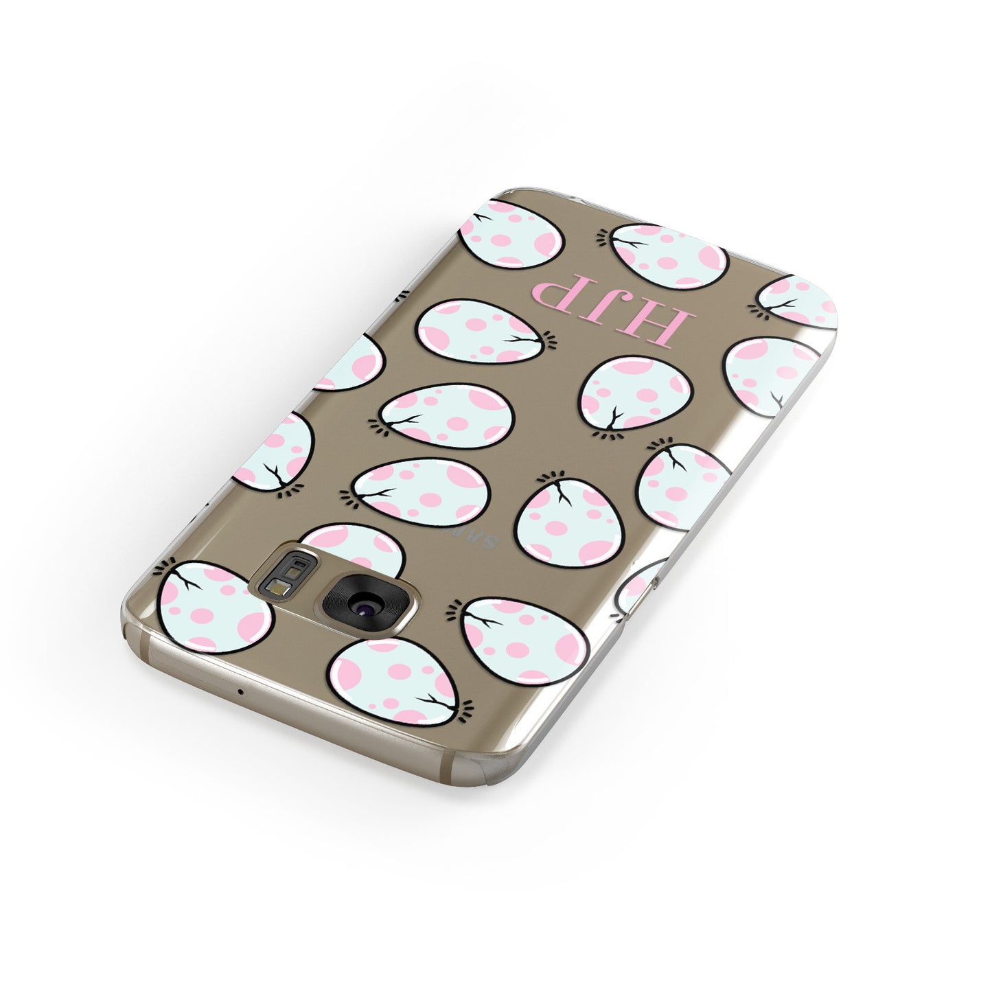 Personalised Cute Egg Initials Clear Samsung Galaxy Case Front Close Up