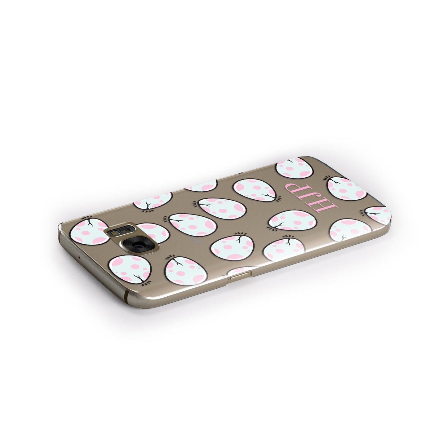 Personalised Cute Egg Initials Clear Samsung Galaxy Case Side Close Up