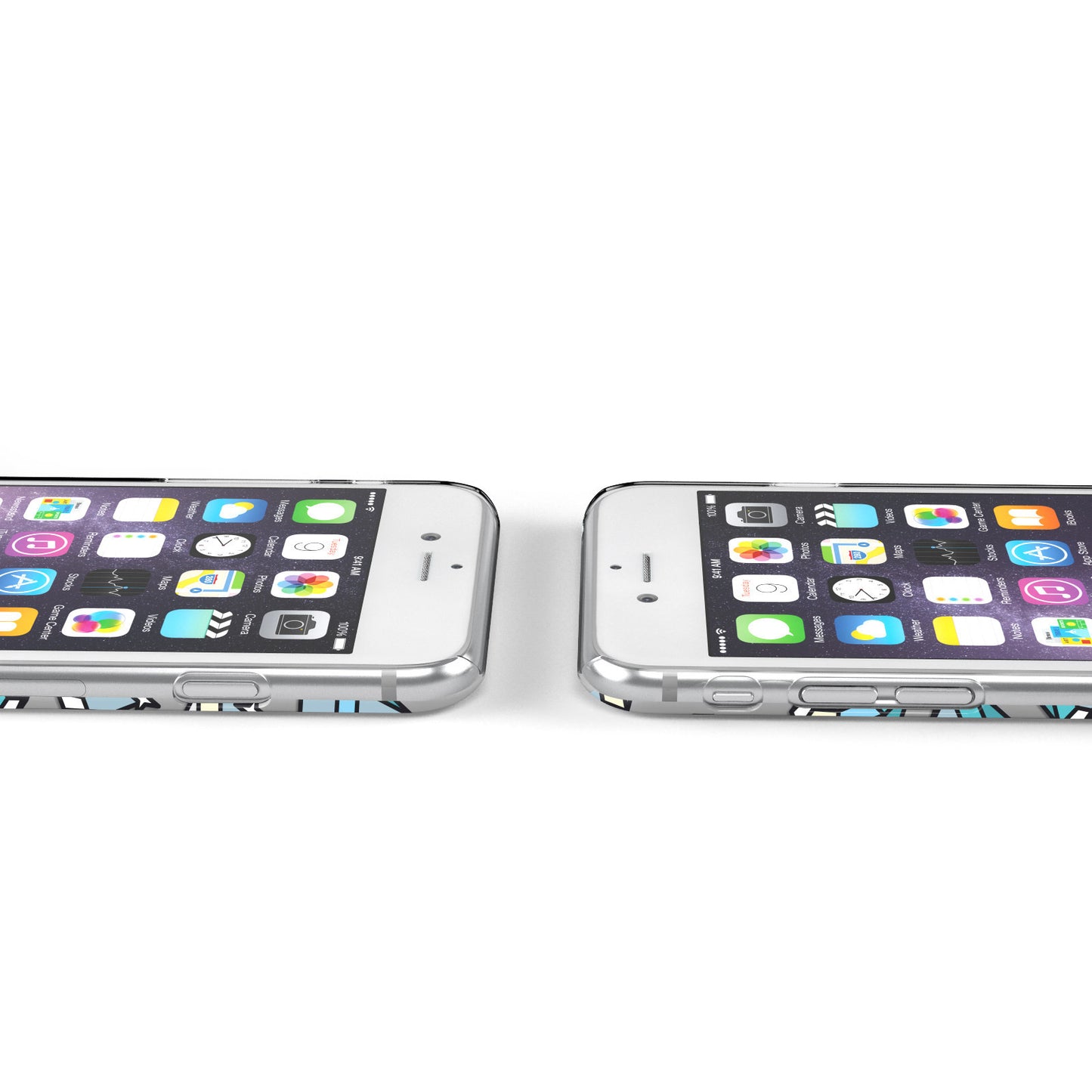 Diamonds Blue Clear Transparent Apple iPhone Case Ports Cutout