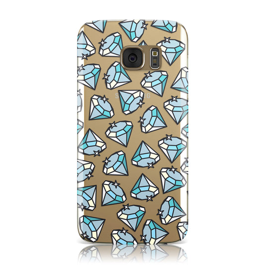 Diamonds Blue Clear Transparent Samsung Galaxy Case