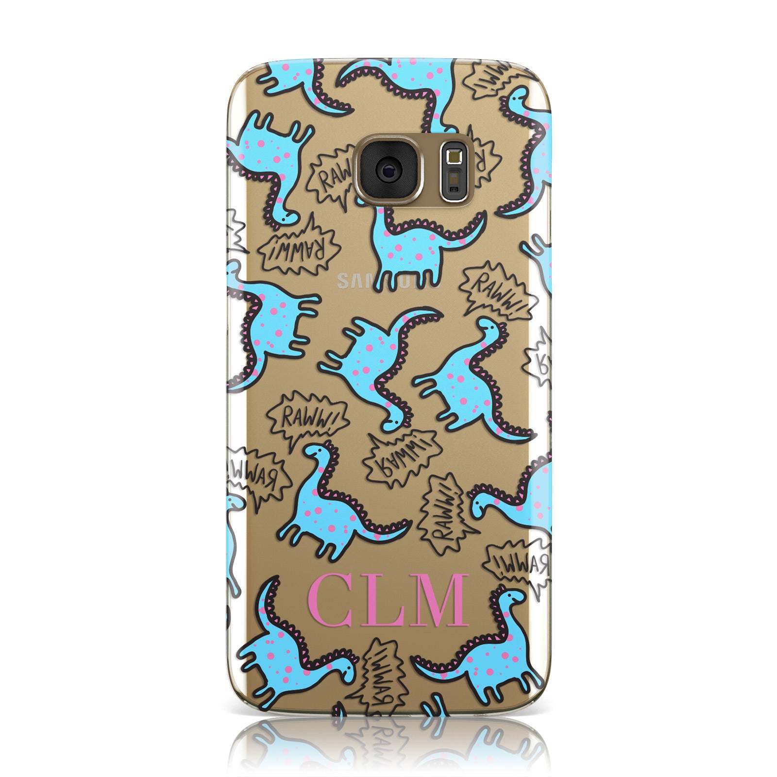 Personalised Dino Initials Clear Samsung Galaxy Case