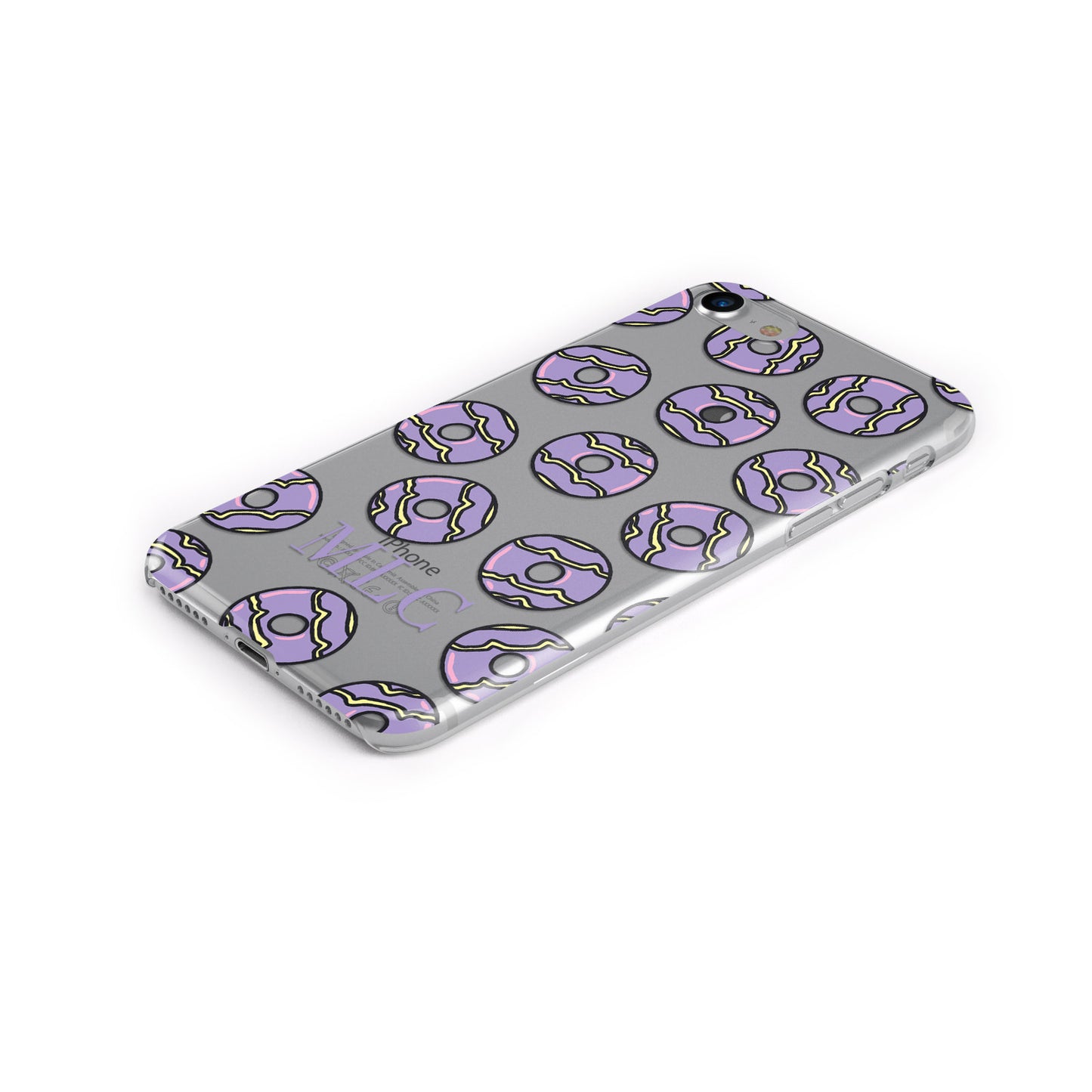 Personalised Donut Transparent Initials Apple iPhone Case Bottom Cutout