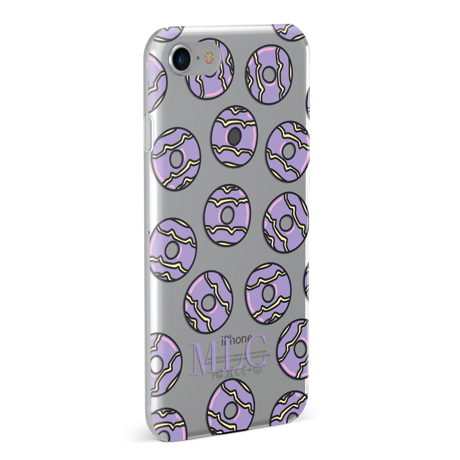 Personalised Donut Transparent Initials Apple iPhone Case Fourty Five Degrees