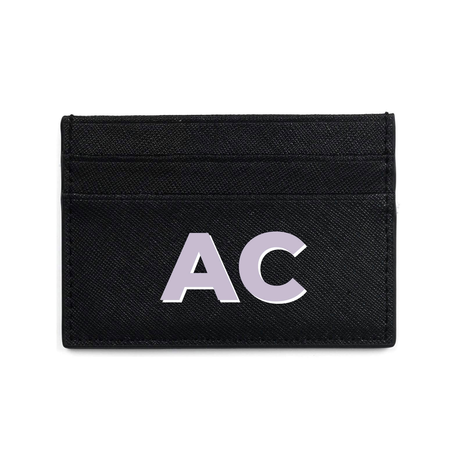 Personalised Drop Shadow Black Leather Card Holder