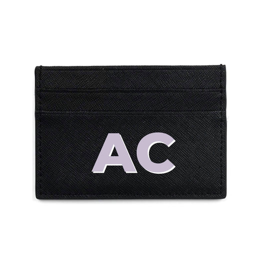 Personalised Drop Shadow Black Leather Card Holder