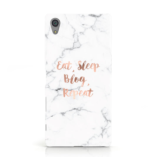 Eat Sleep Blog Repeat Marble Effect Sony Xperia Case