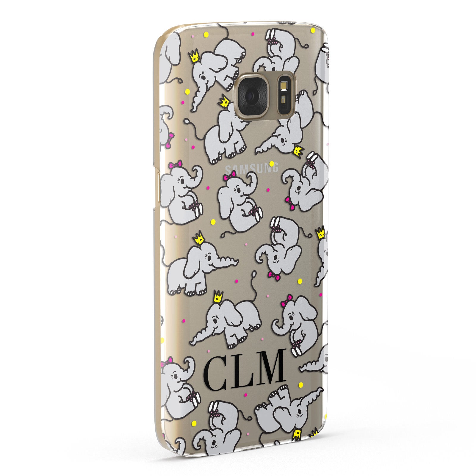 Personalised Elephant Initials Clear Samsung Galaxy Case Fourty Five Degrees