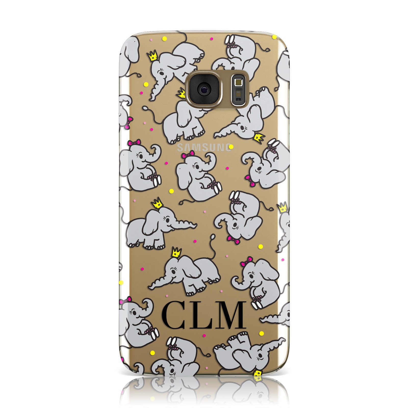 Personalised Elephant Initials Clear Samsung Galaxy Case