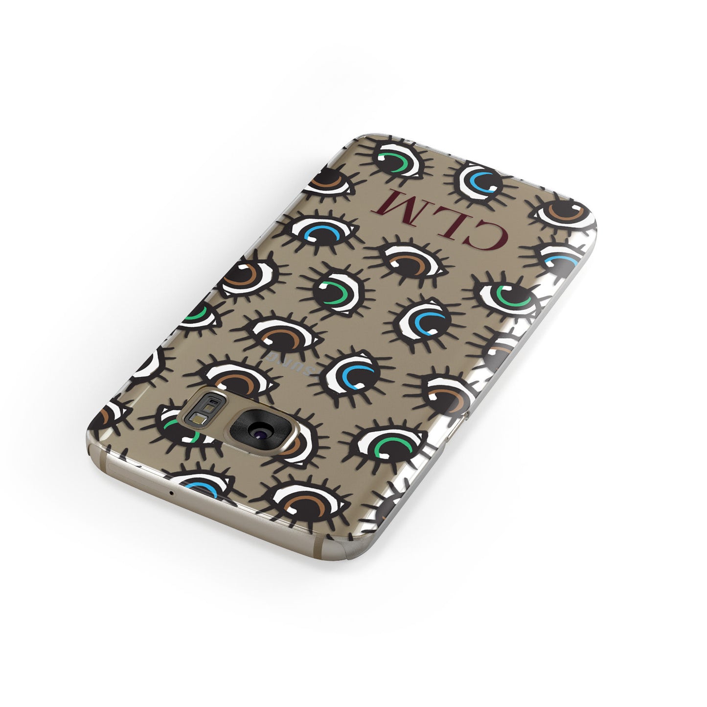 Personalised Eyes Initials Clear Samsung Galaxy Case Front Close Up