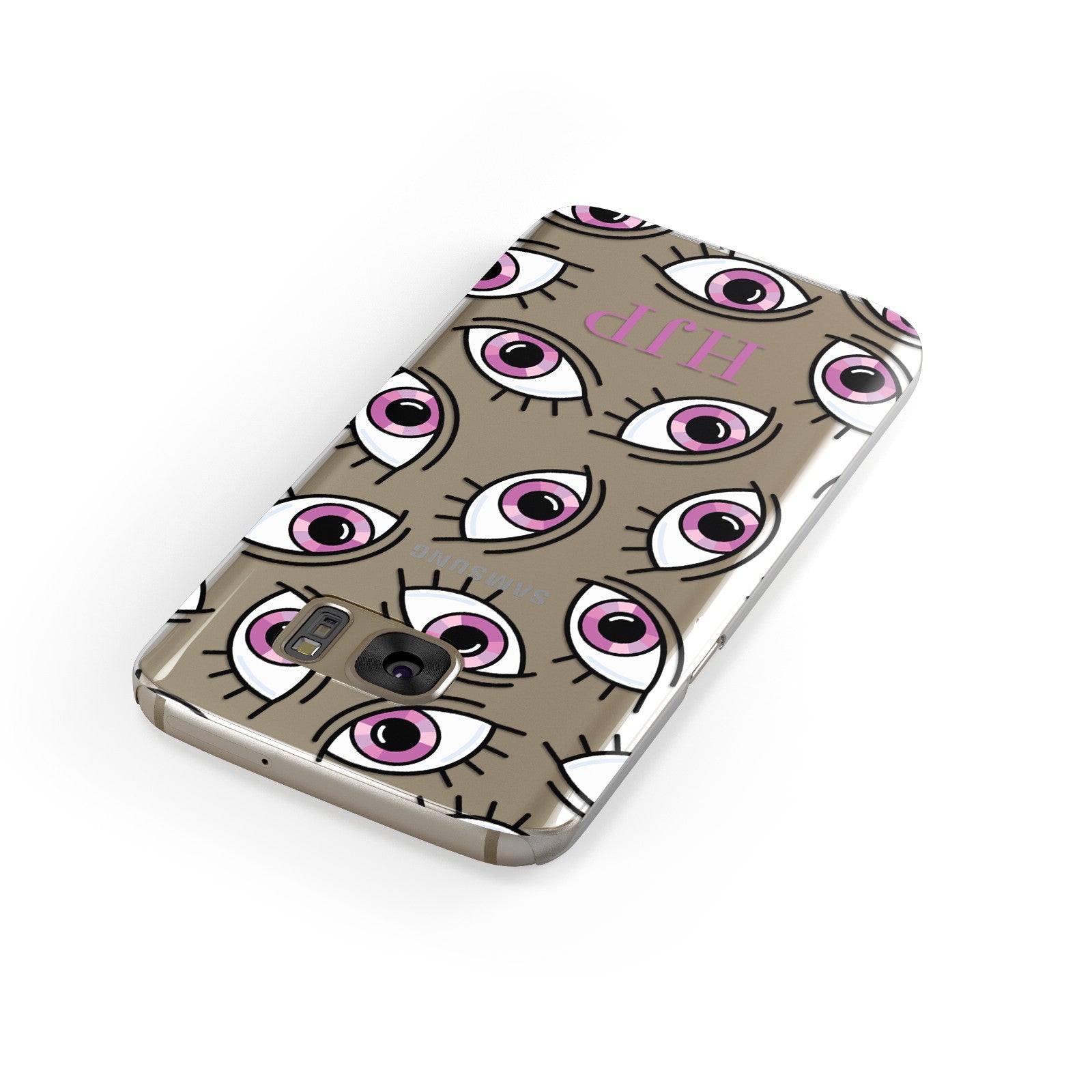 Personalised Eyes On You Clear Initials Samsung Galaxy Case Front Close Up
