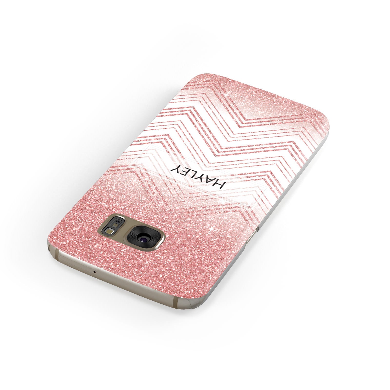 Personalised Faux Glitter Effect Name Initials Samsung Galaxy Case Front Close Up