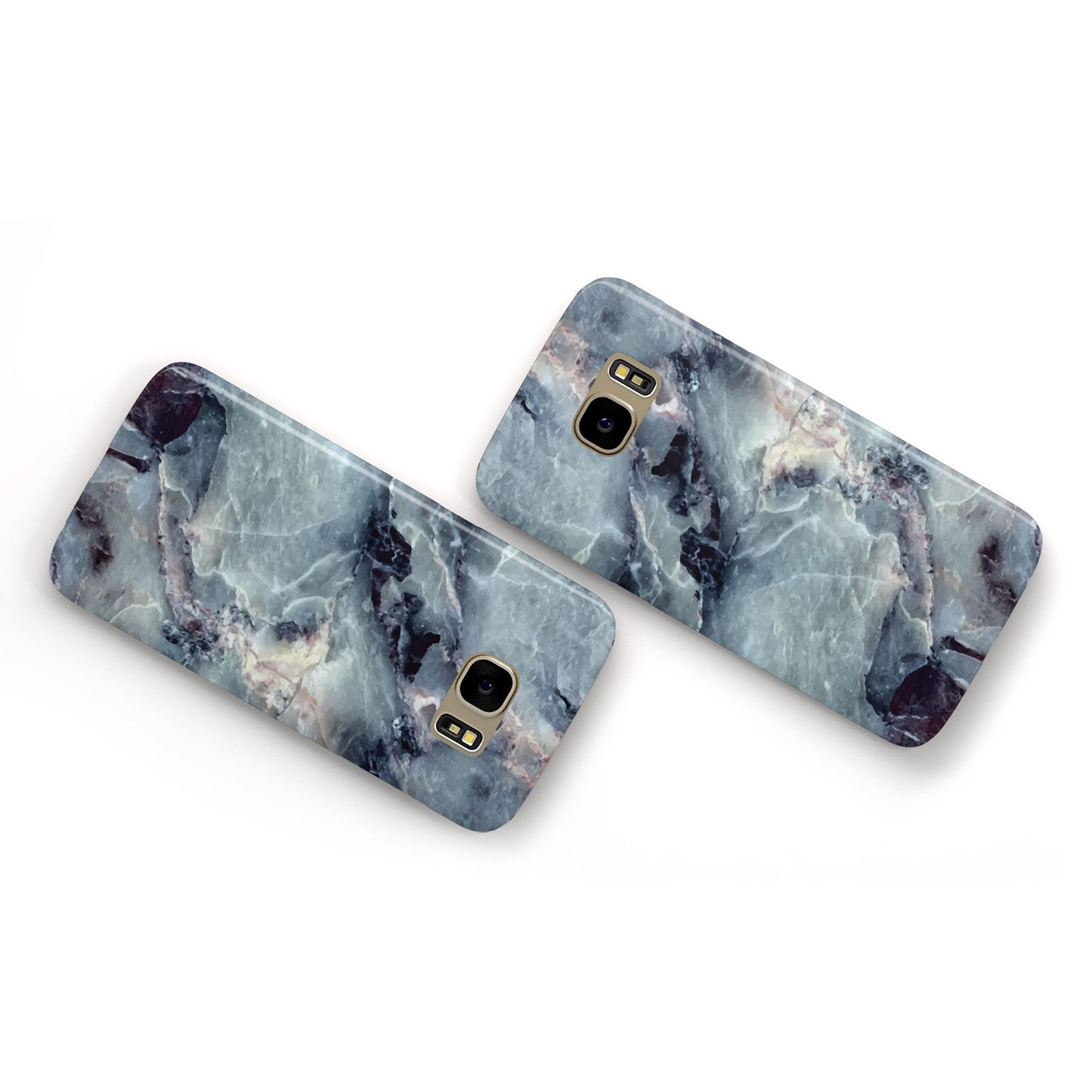 Faux Marble Blue Grey Samsung Galaxy Case Flat Overview