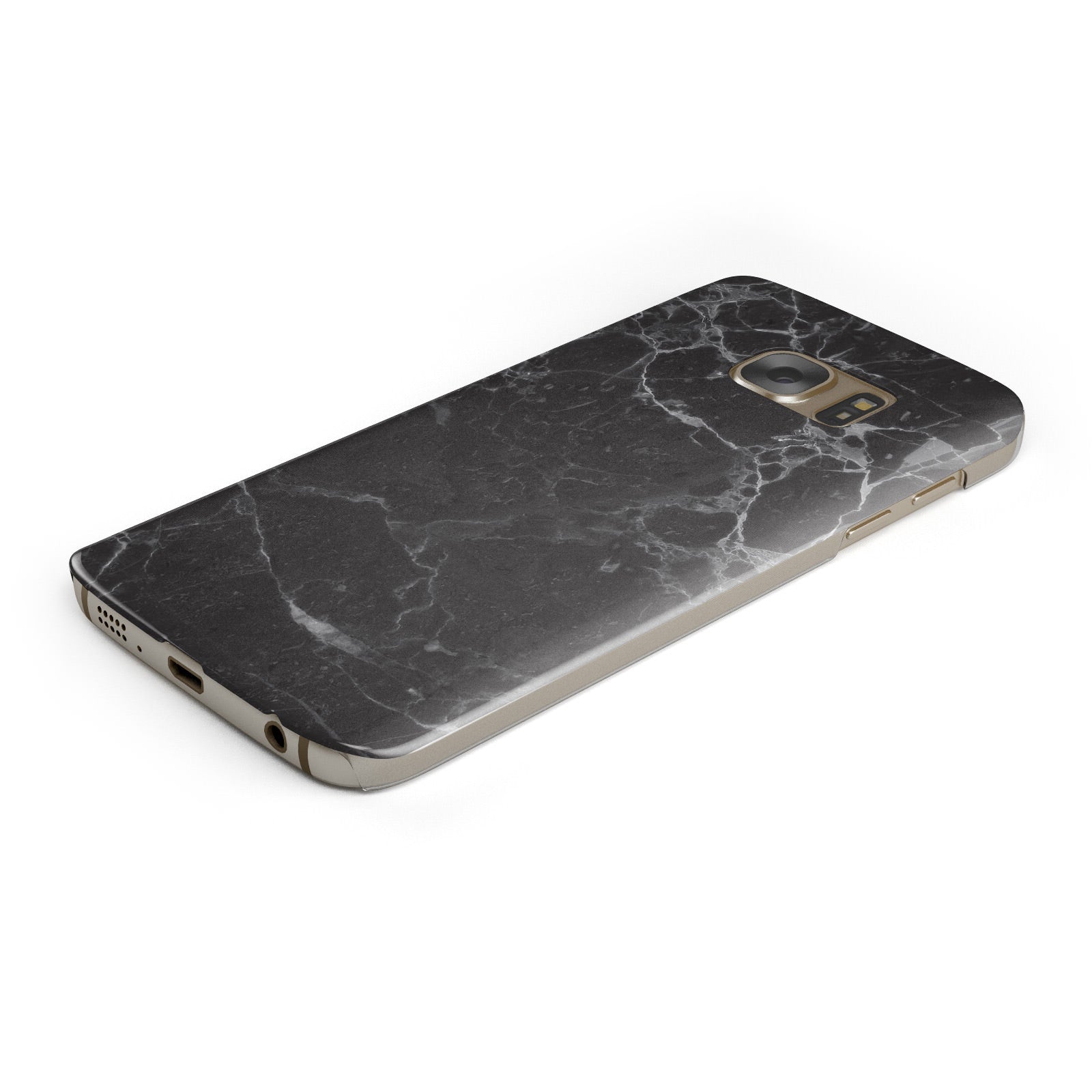 Faux Marble Effect Black Samsung Galaxy Case Bottom Cutout