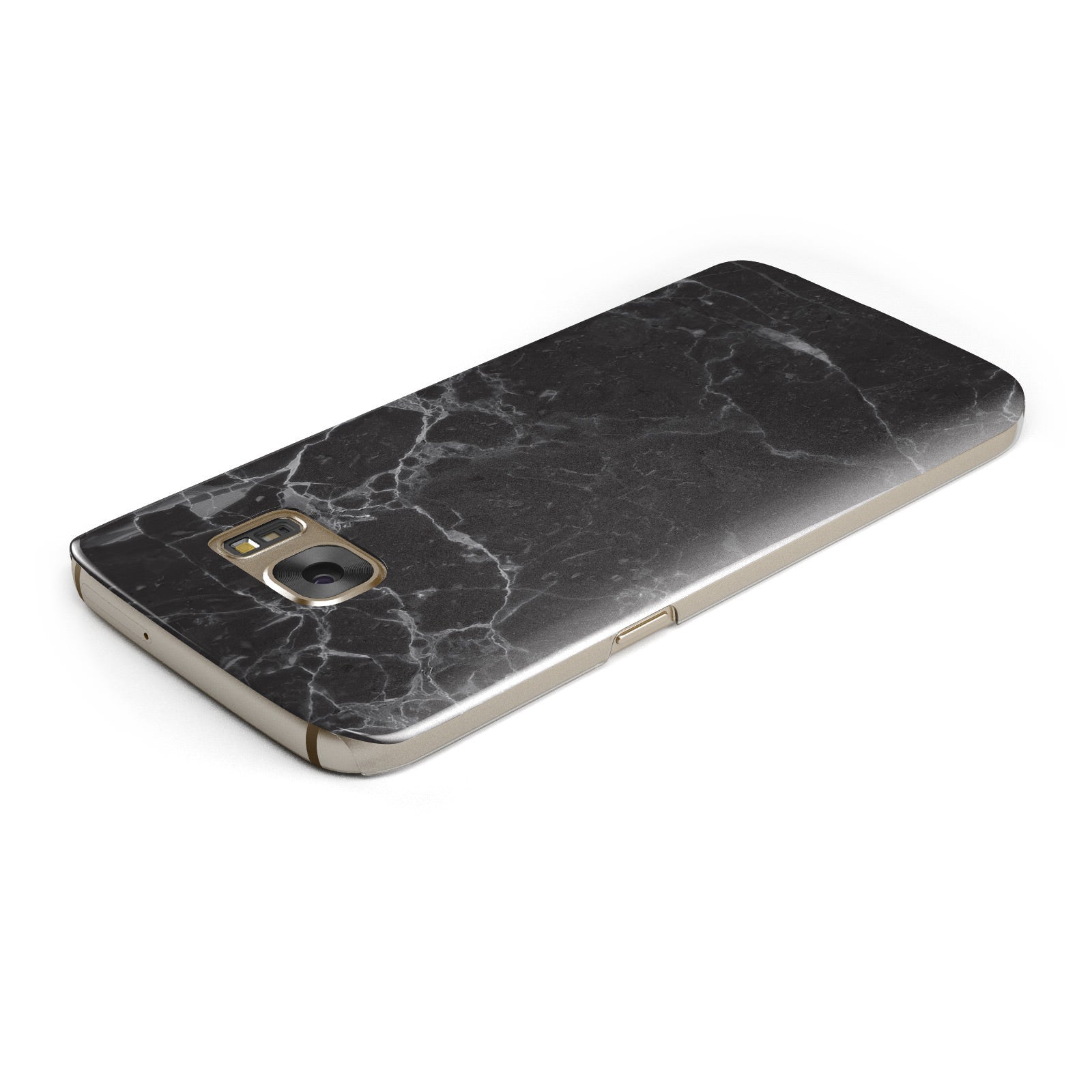 Faux Marble Effect Black Samsung Galaxy Case Top Cutout