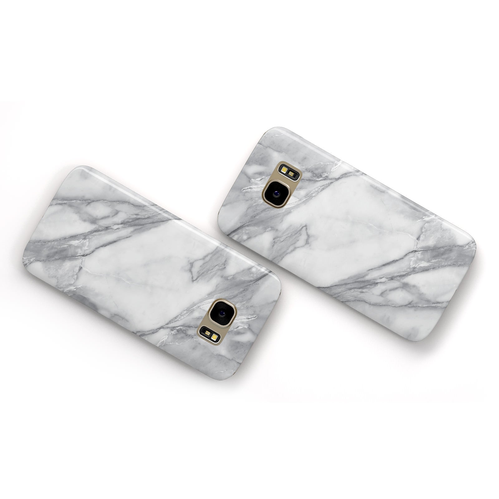Faux Marble Effect White Grey Samsung Galaxy Case Flat Overview
