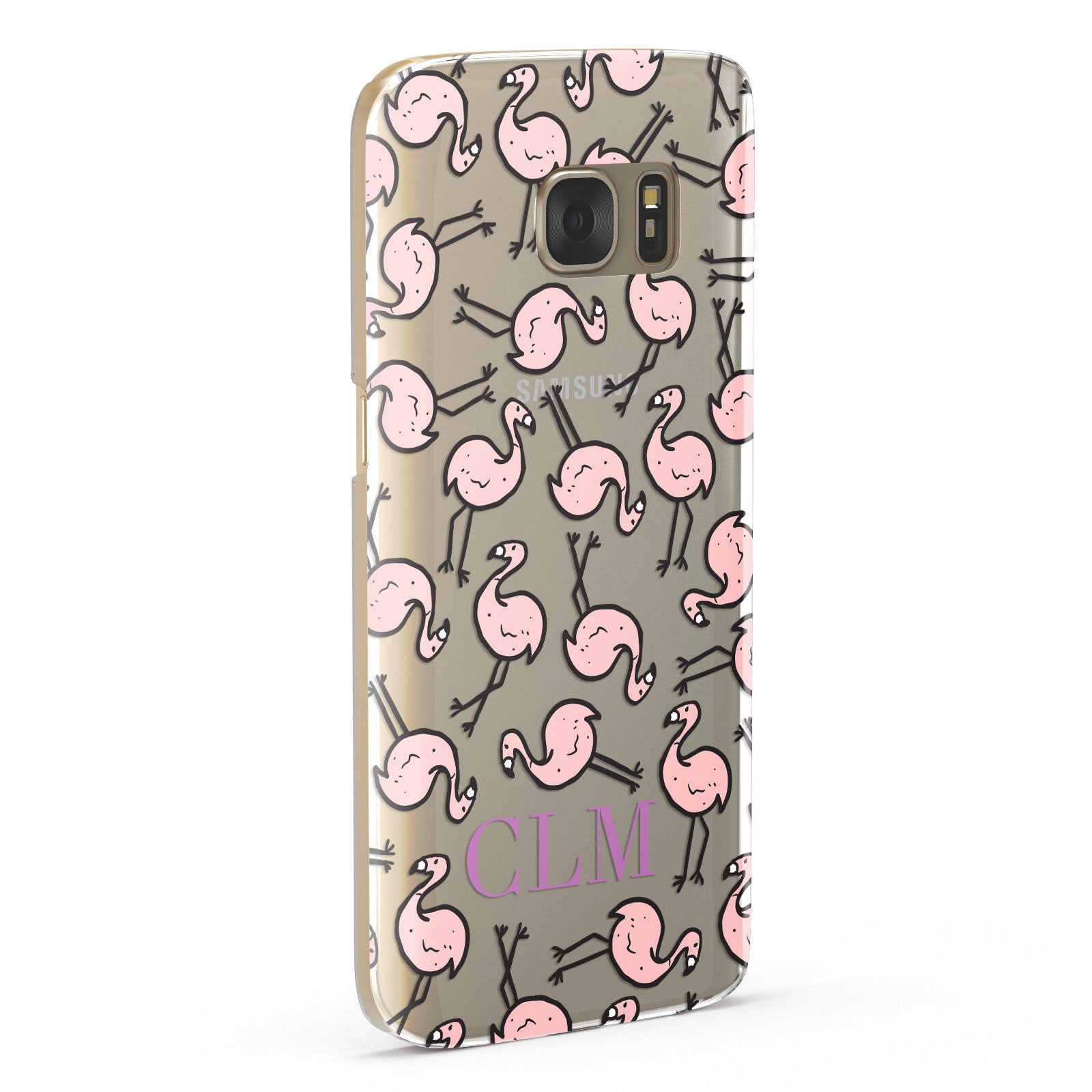 Personalised Flamingo Initials Clear Samsung Galaxy Case Fourty Five Degrees