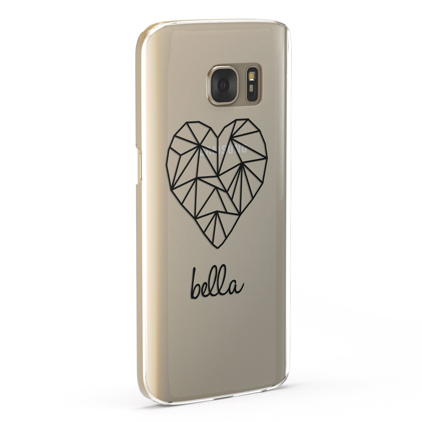 Personalised Geometric Heart & Name Black Samsung Galaxy Case Fourty Five Degrees
