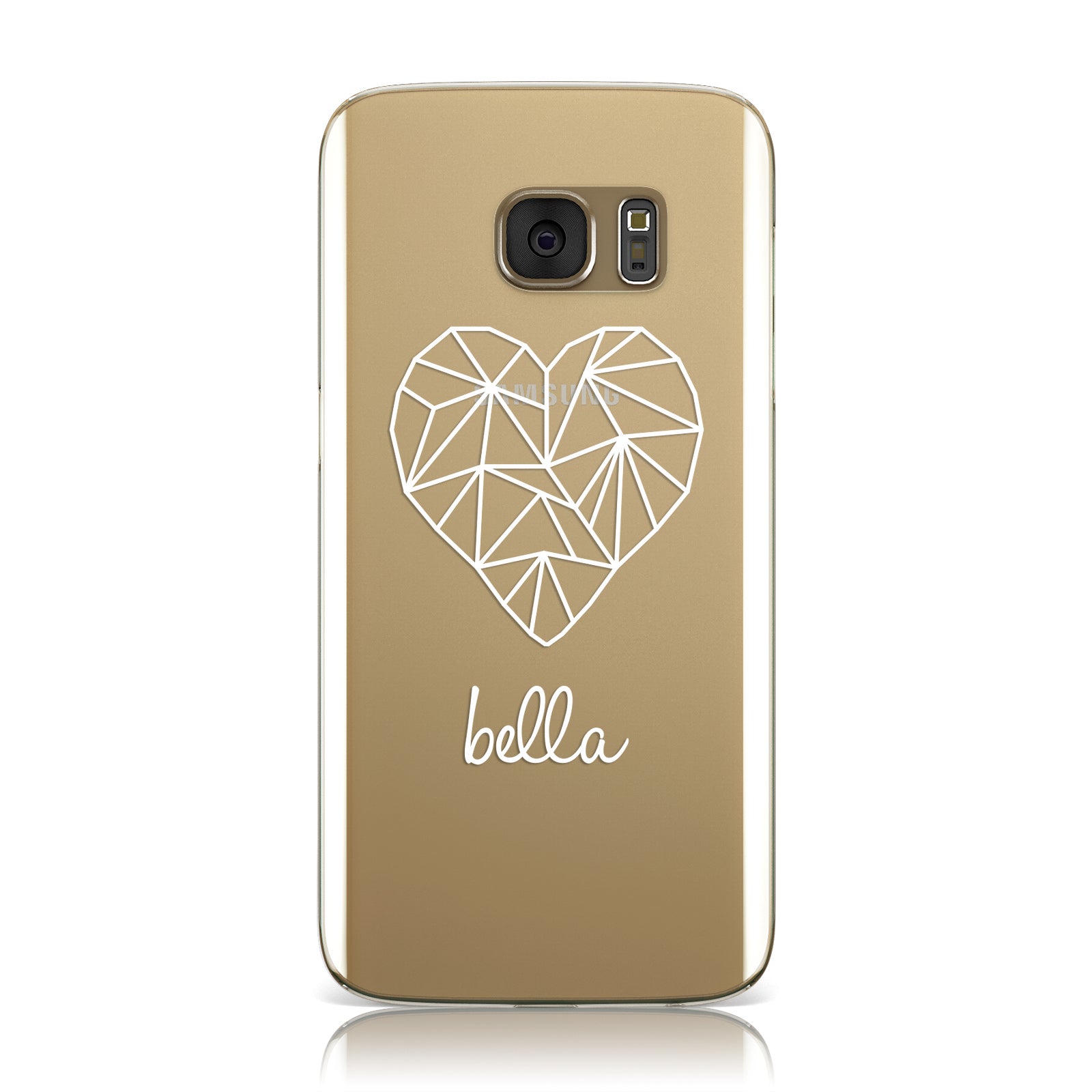 Personalised Geometric Heart Name Clear Samsung Galaxy Case Dyefor