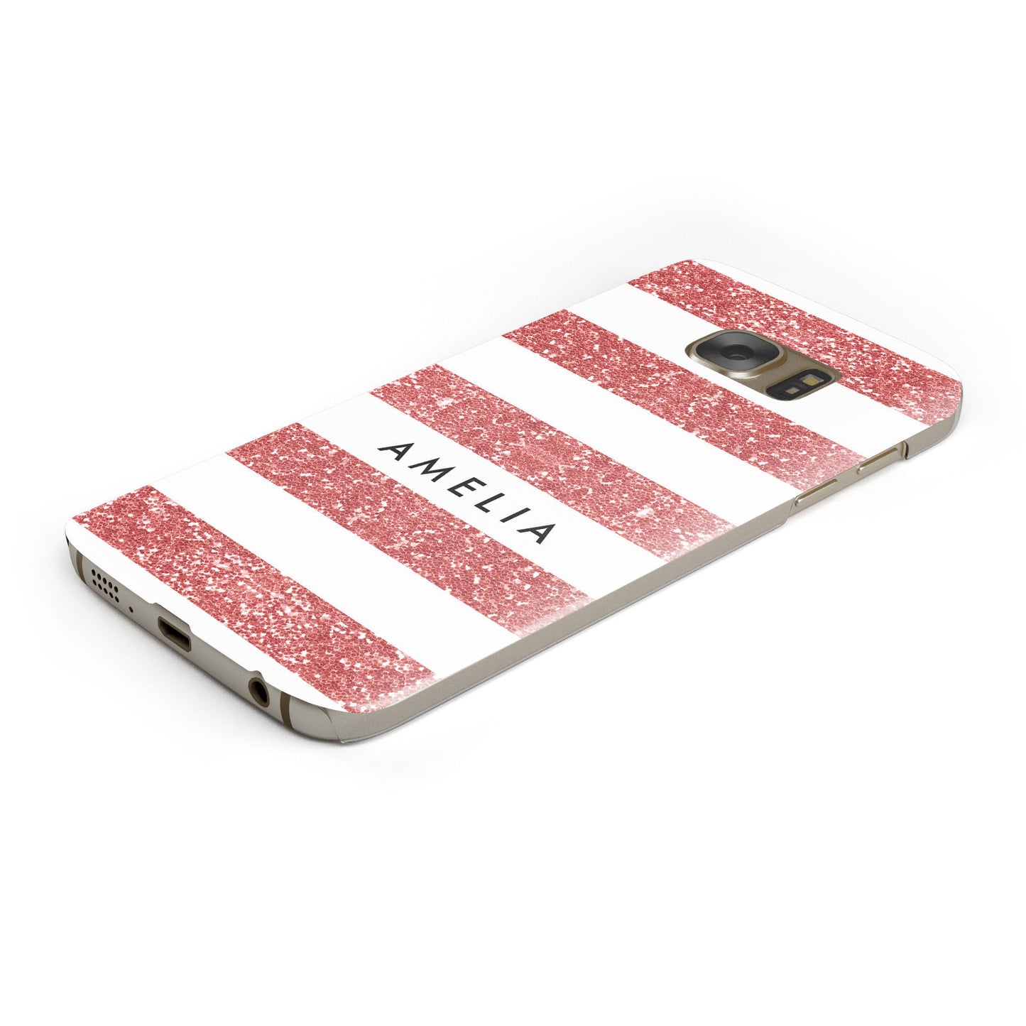 Personalised Glitter Effect Name Initials Samsung Galaxy Case Bottom Cutout