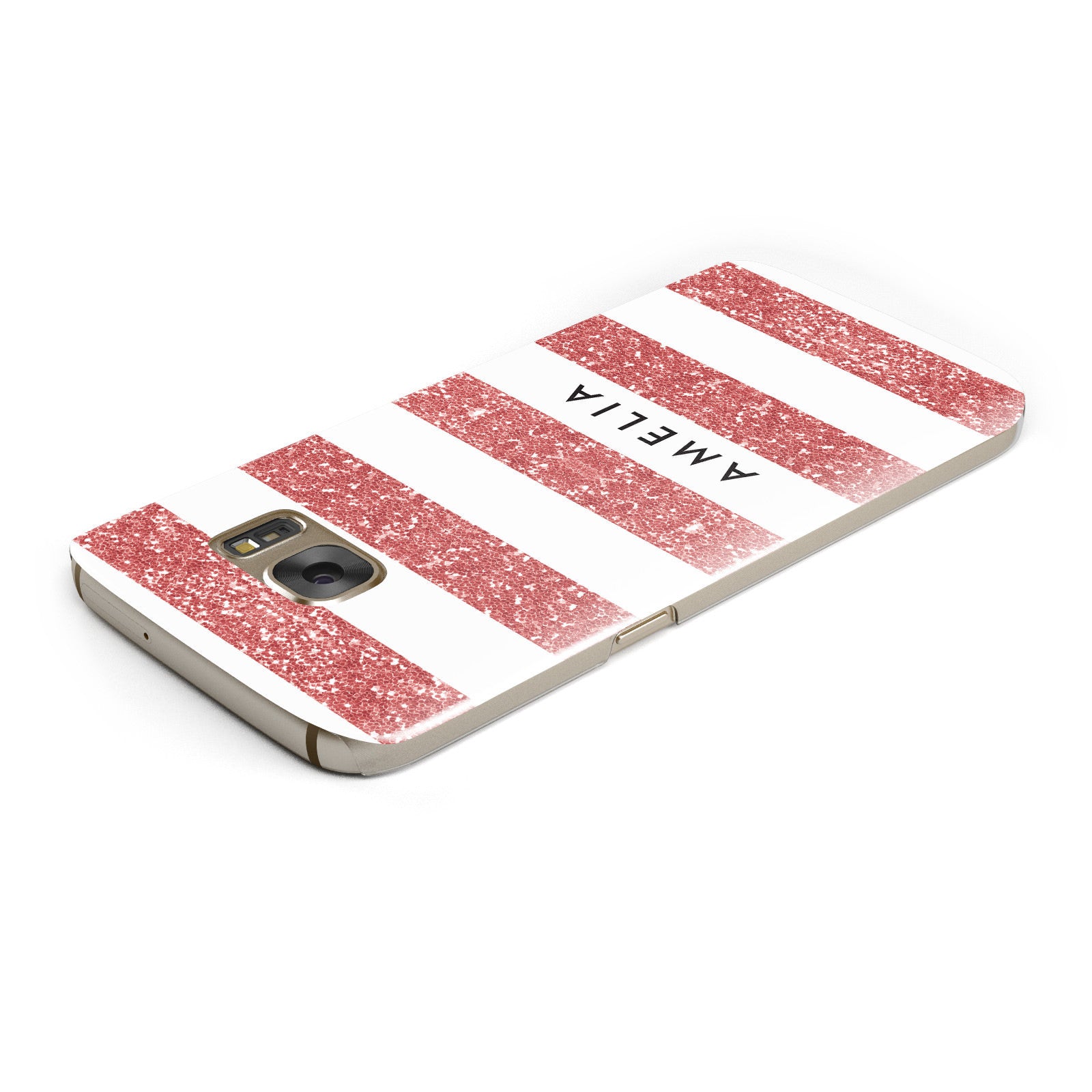 Personalised Glitter Effect Name Initials Samsung Galaxy Case Top Cutout
