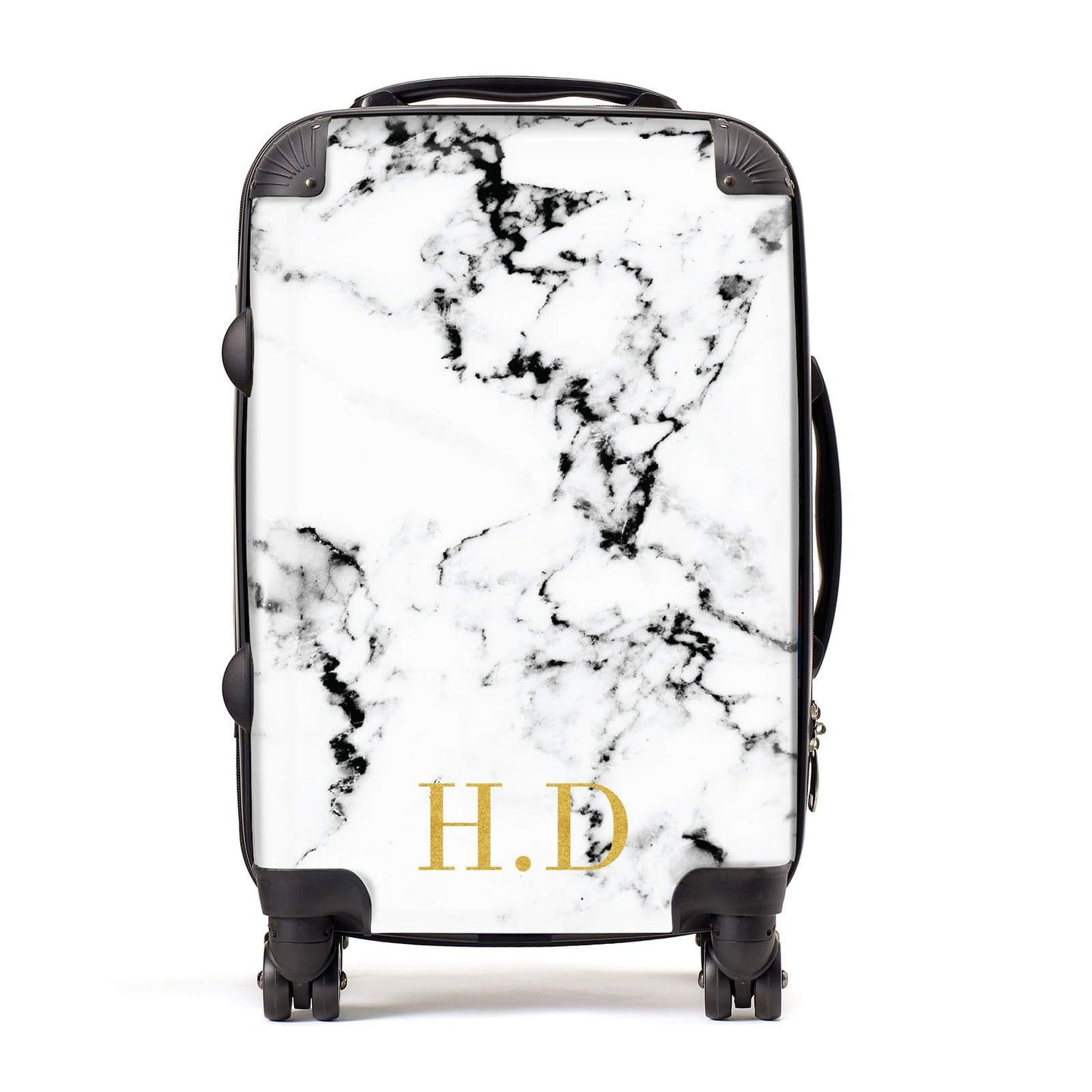 Gold Initials Marble Effect Personalised Suitcase