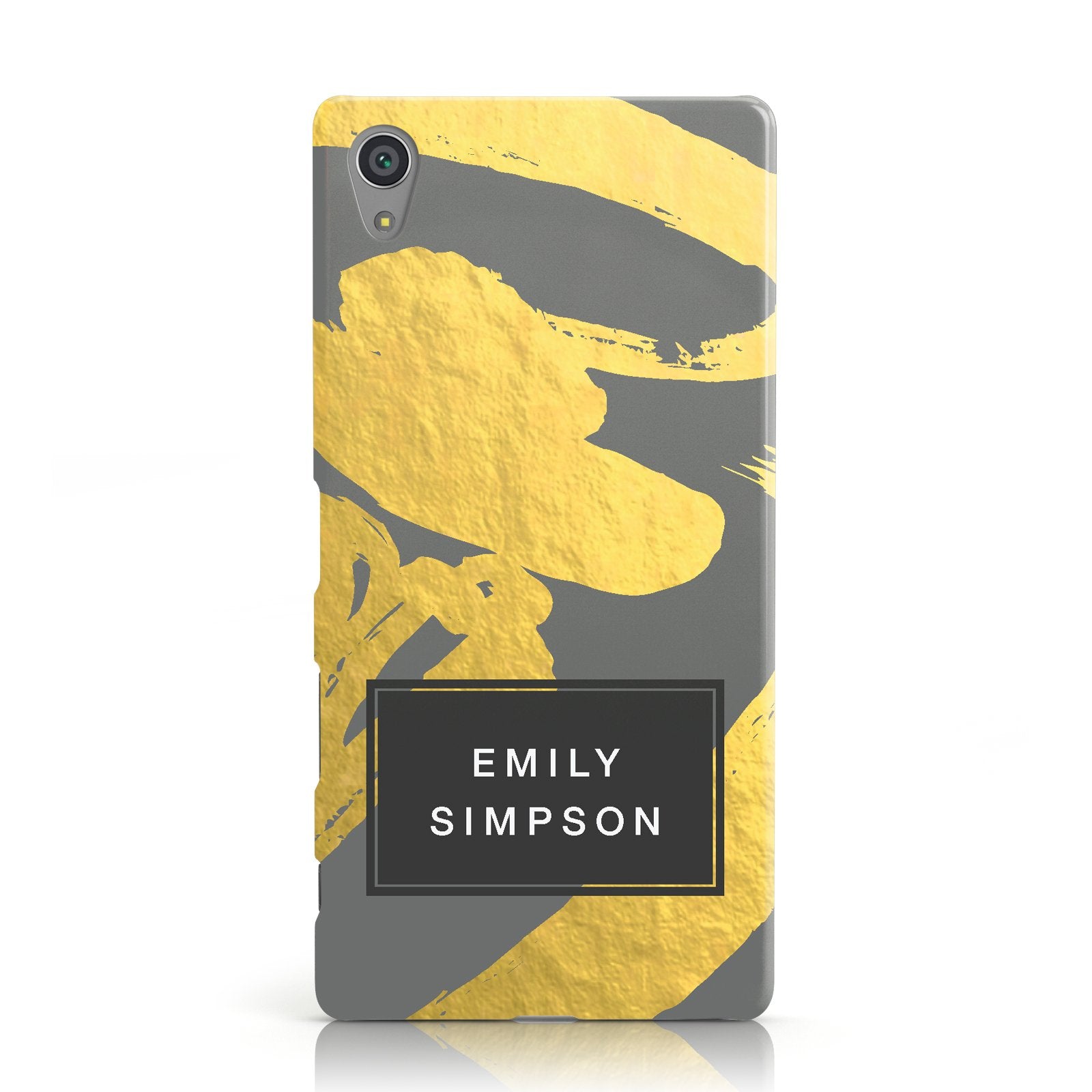 Personalised Gold Leaf Grey With Name Sony Xperia Case