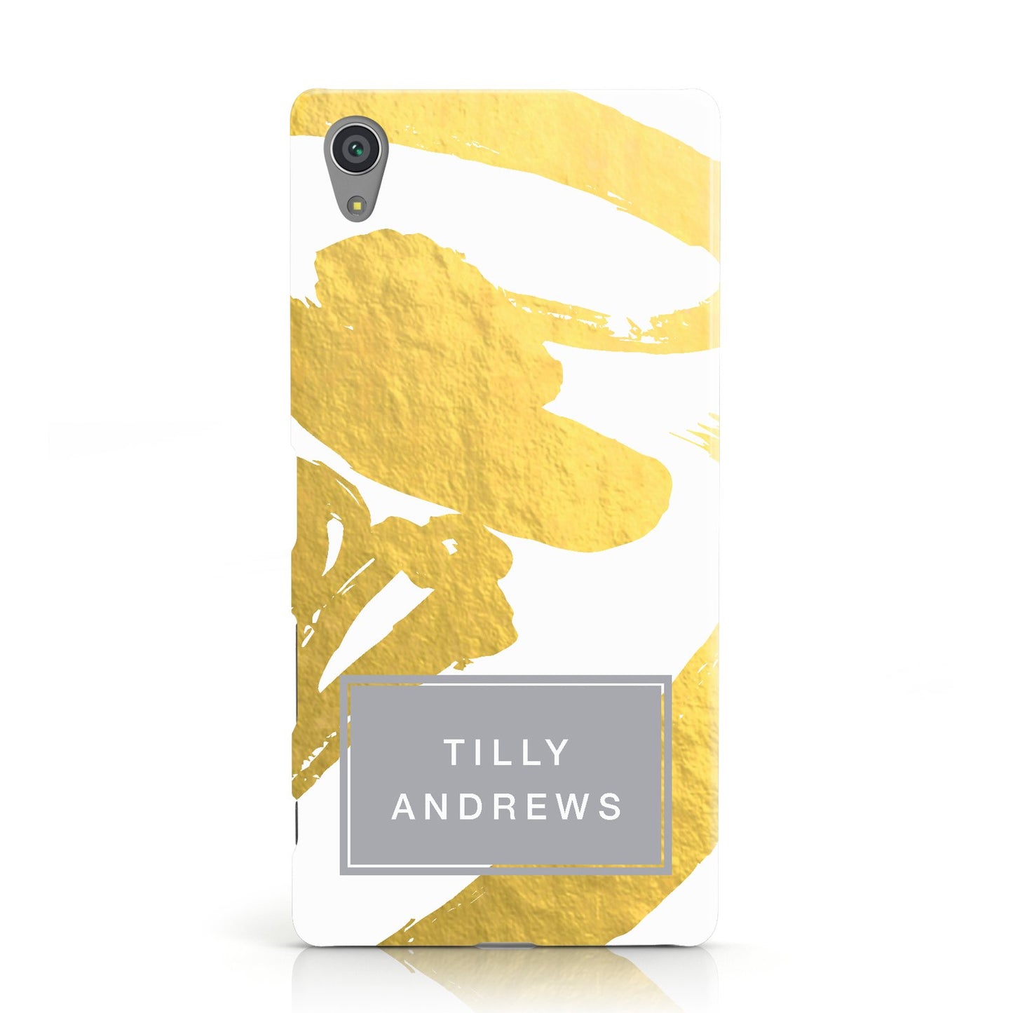 Personalised Gold Leaf White With Name Sony Xperia Case