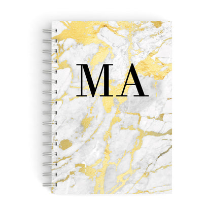 Gold Marble Custom Initials A5 Hardcover Notebook