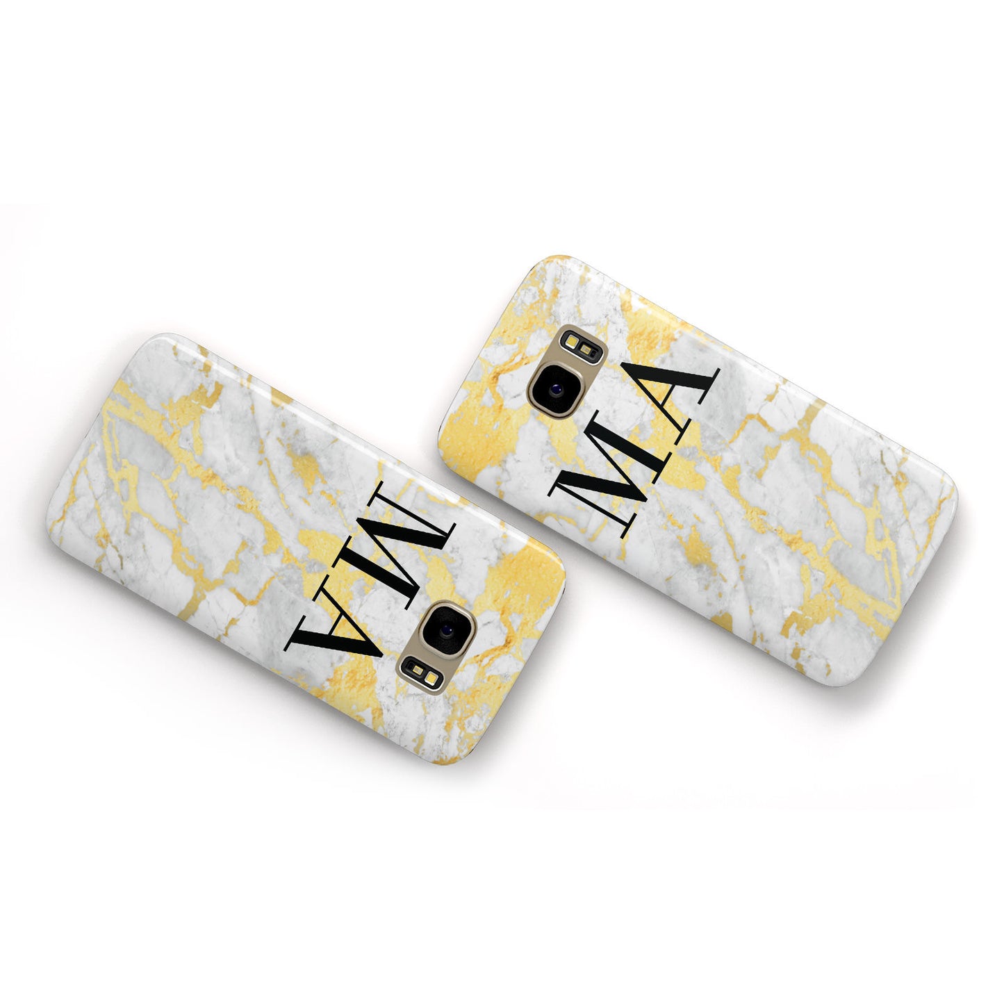 Gold Marble Custom Initials Samsung Galaxy Case Flat Overview