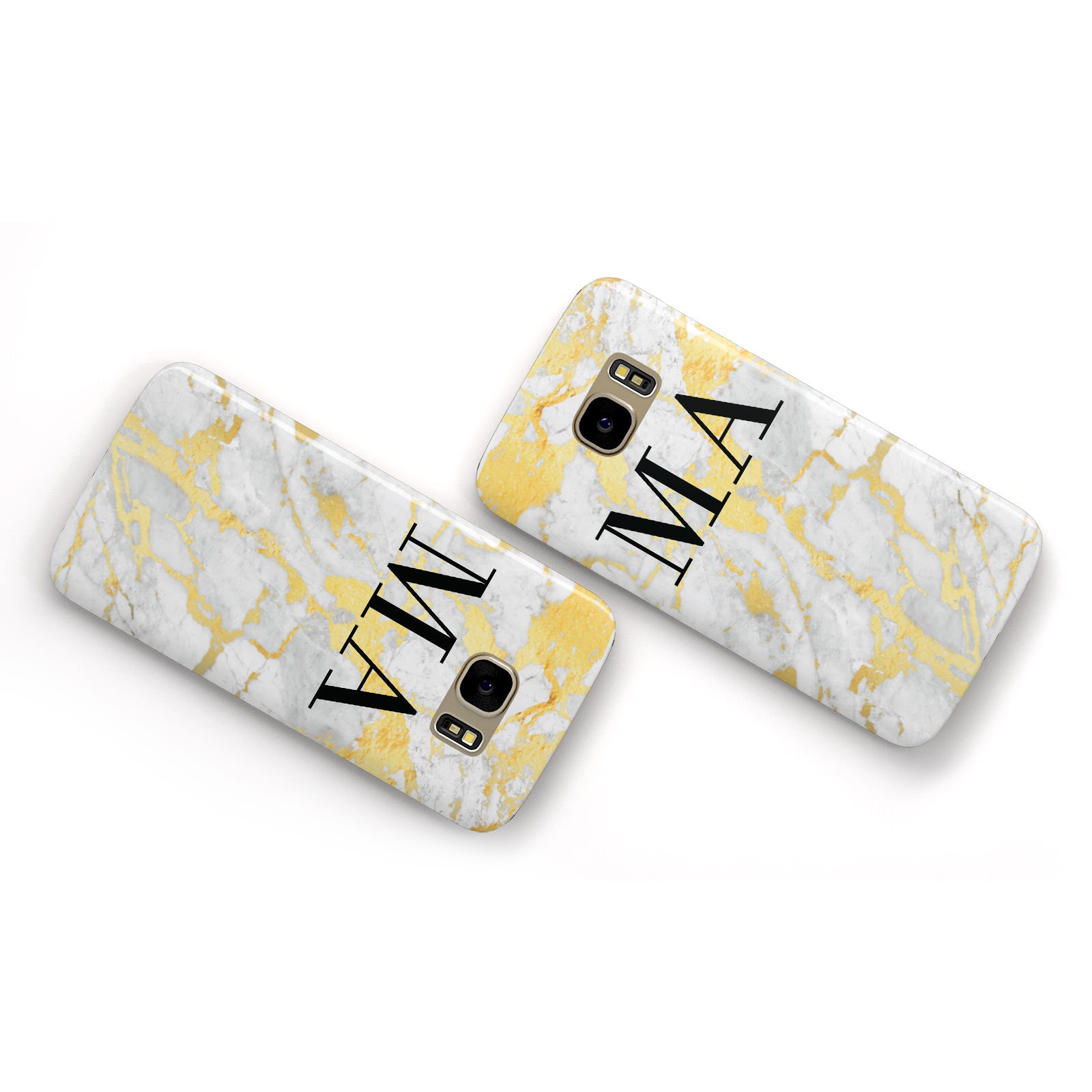 Gold Marble Custom Initials Samsung Galaxy Case Flat Overview