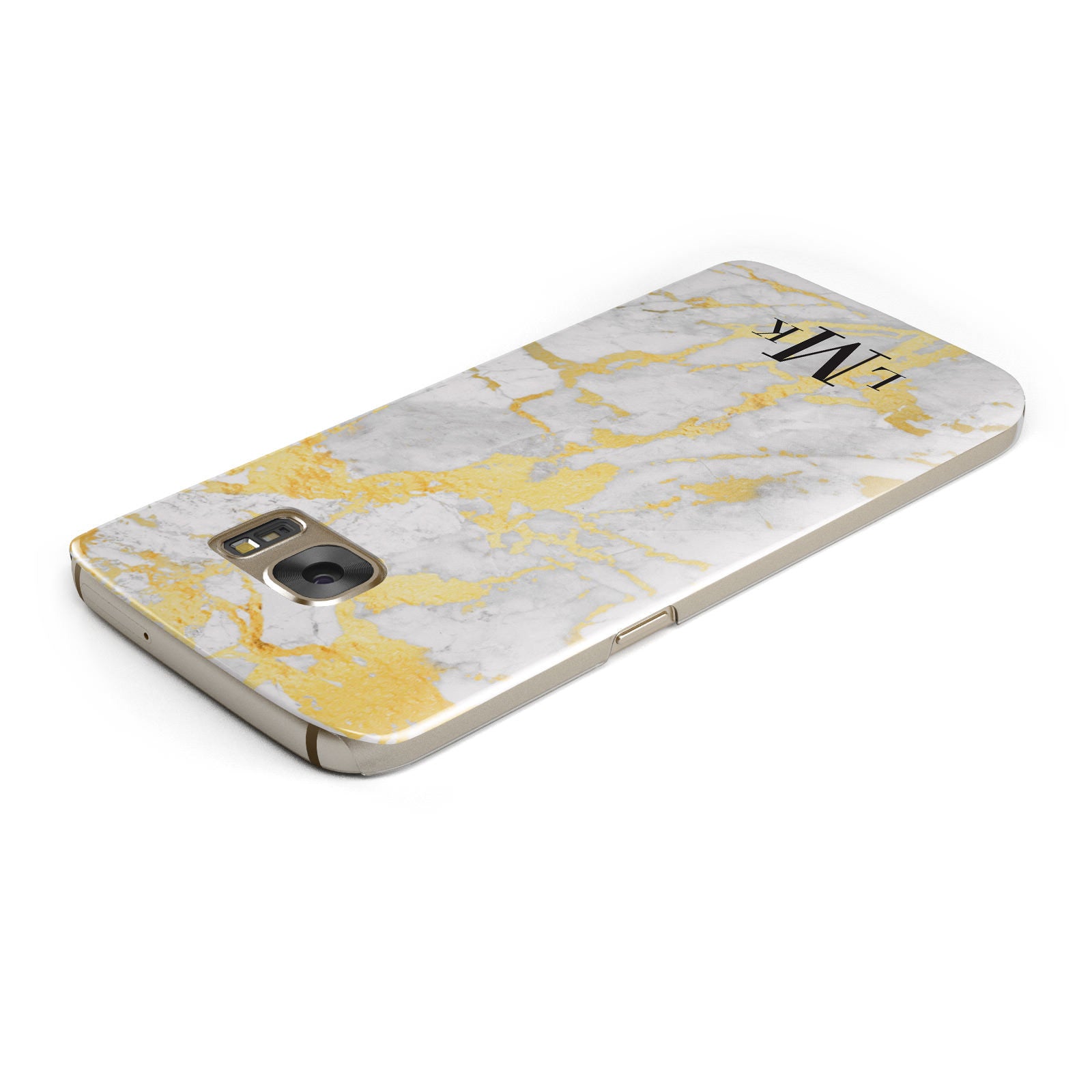 Gold Marble Initials Customised Samsung Galaxy Case Top Cutout