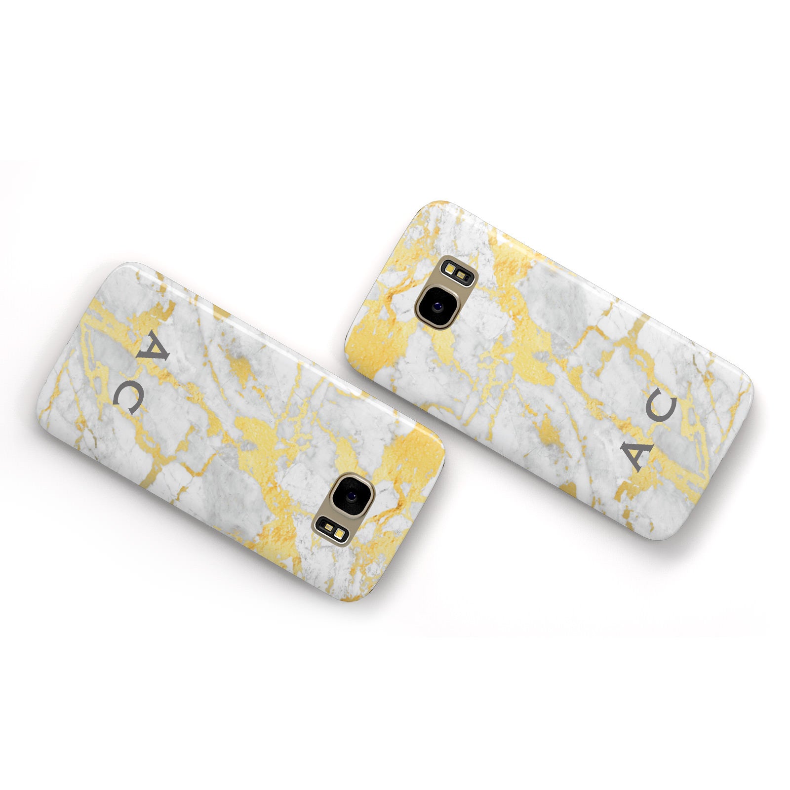 Gold Marble Initials Personalised Samsung Galaxy Case Flat Overview