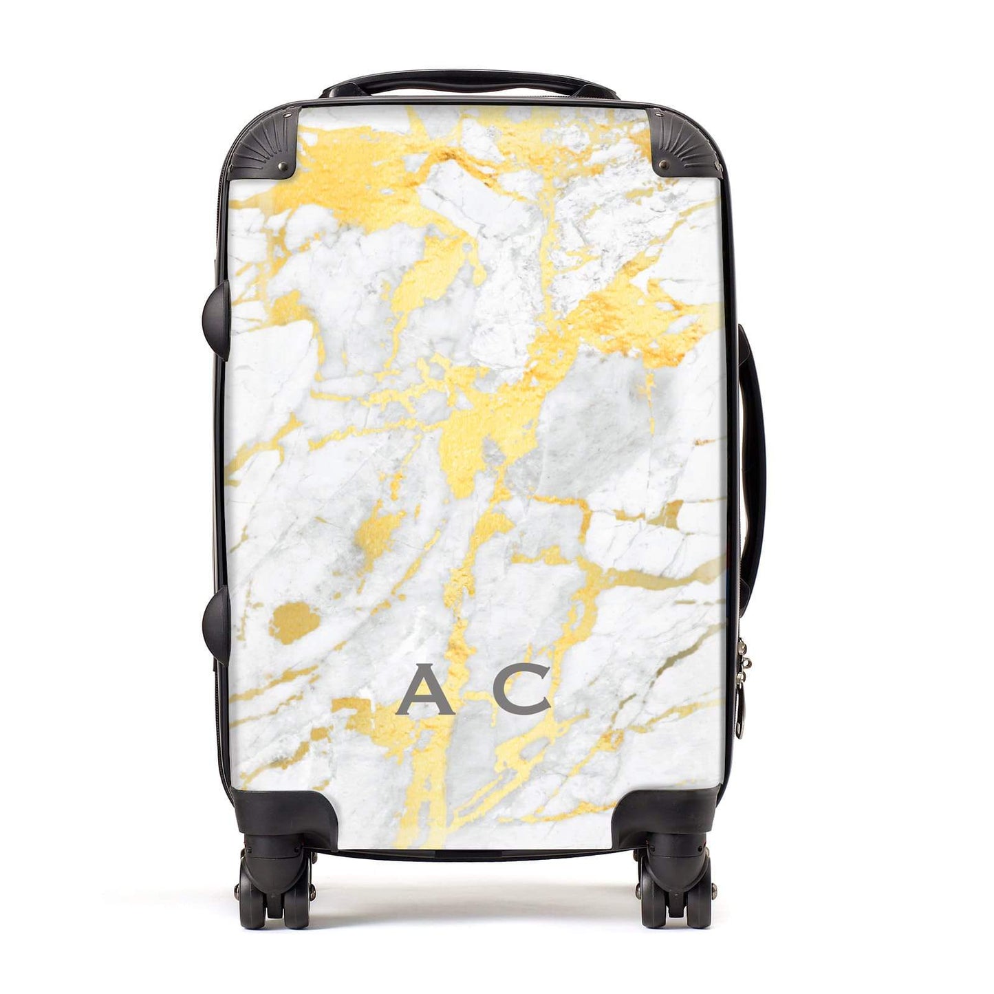 Gold Marble Initials Personalised Suitcase