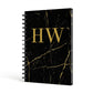 Gold Marble Monogram Personalised A5 Hardcover Notebook Side View