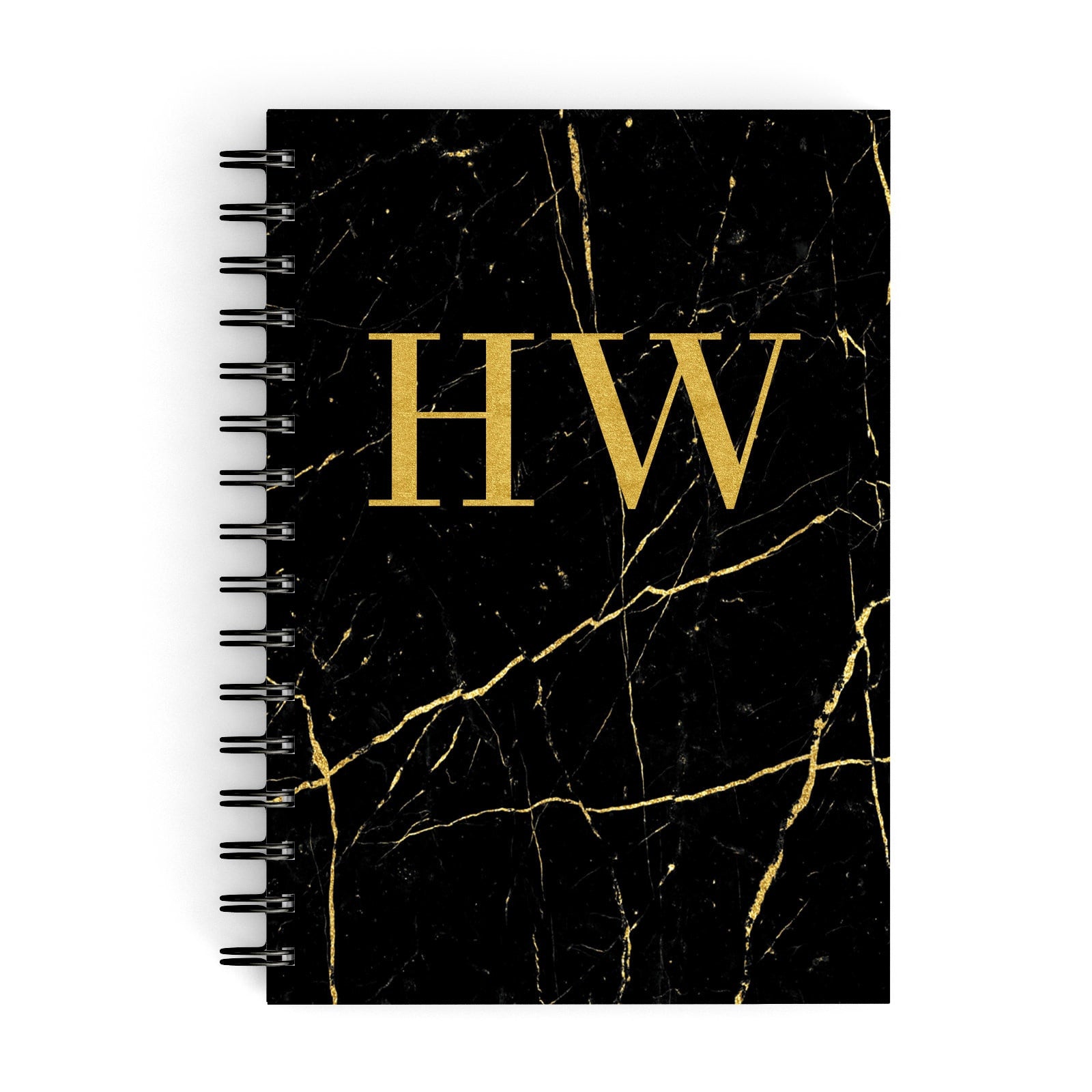 Gold Marble Monogram Personalised A5 Hardcover Notebook