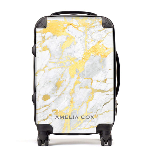 Gold Marble Name Personalised Suitcase