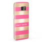 Personalised Gold Pink Stripes Name Initial Samsung Galaxy Case Fourty Five Degrees