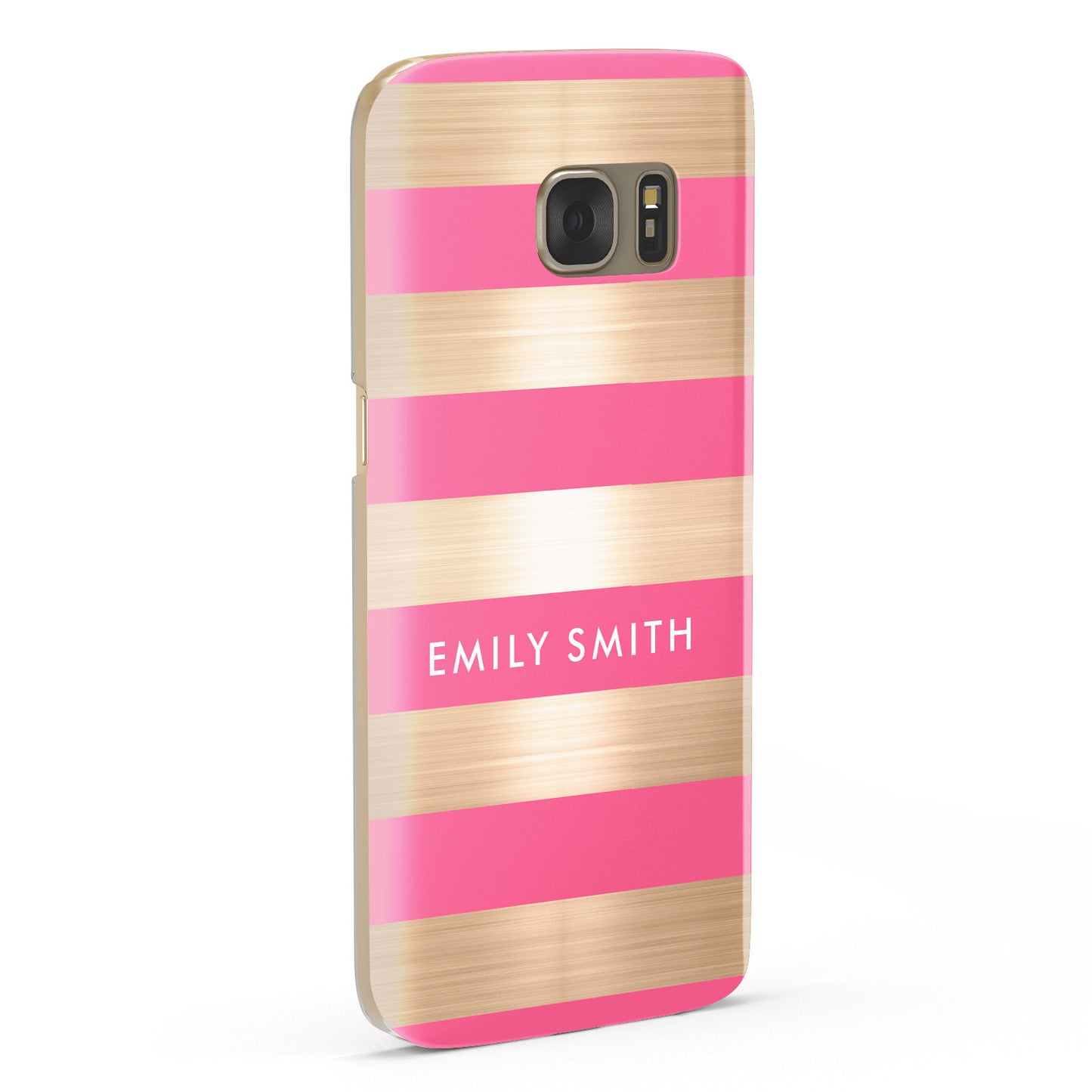 Personalised Gold Pink Stripes Name Initial Samsung Galaxy Case Fourty Five Degrees