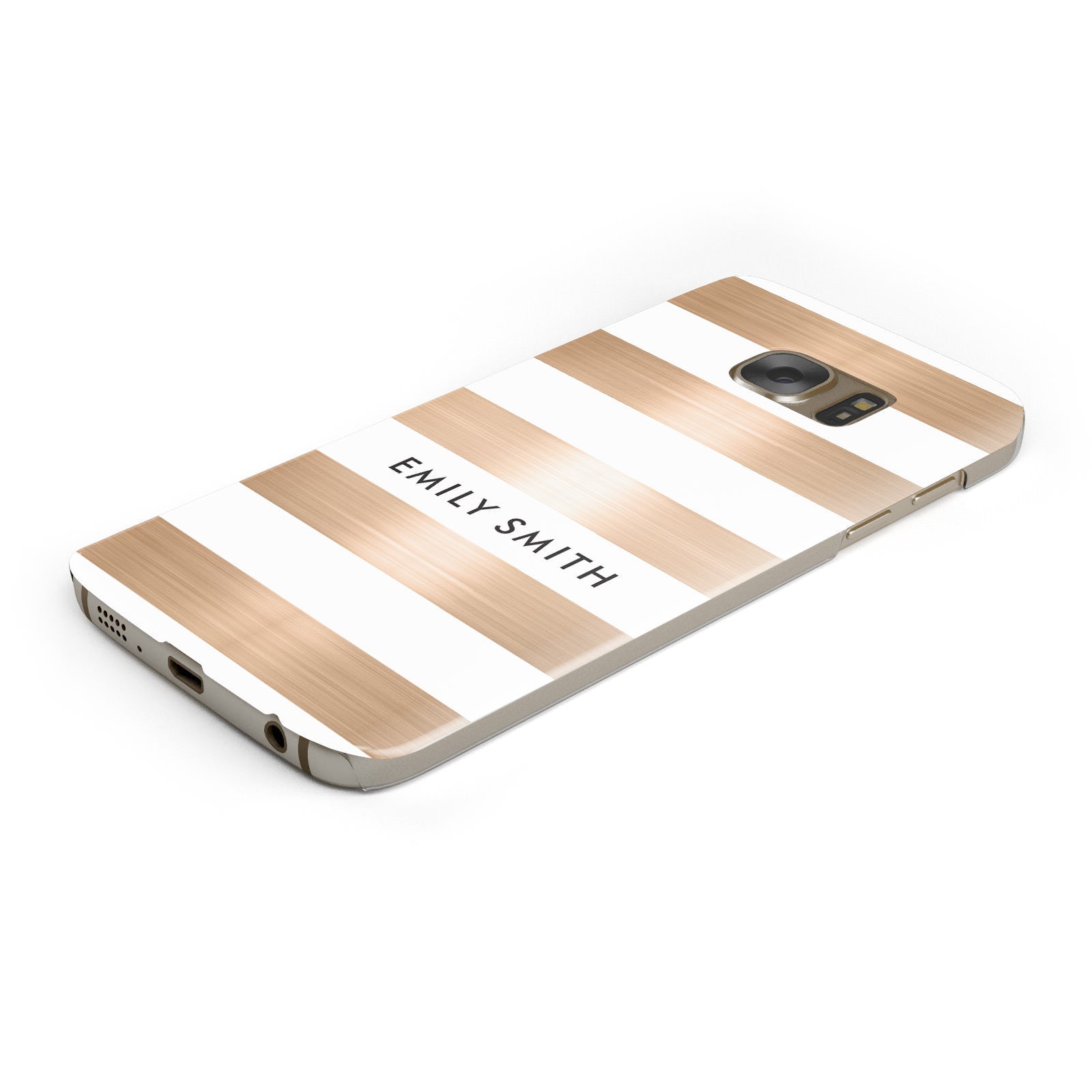 Personalised Gold Striped Name Initials Samsung Galaxy Case Bottom Cutout